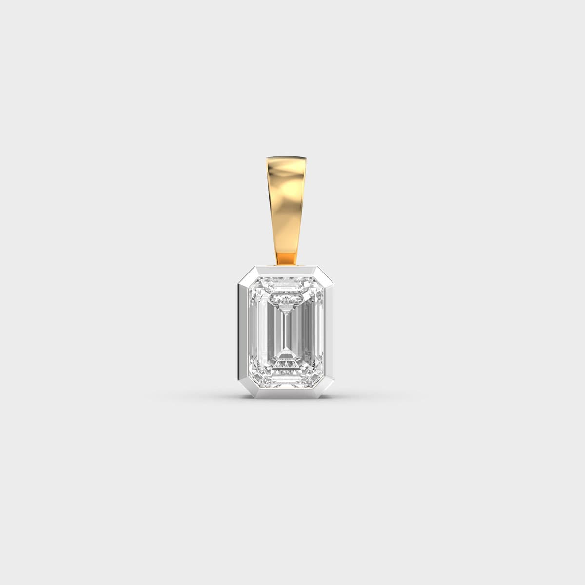 Framed Emerald Cut Solitaire Diamond Pendant (Without Chain)
