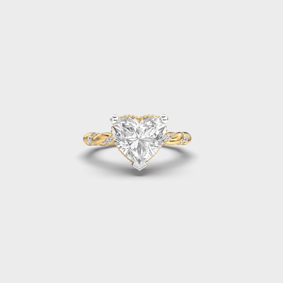 Rope Twist Heart Solitaire Diamond Ring