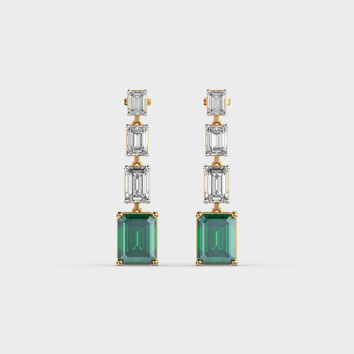Lovers Emerald Diamond Green Stone Danglers