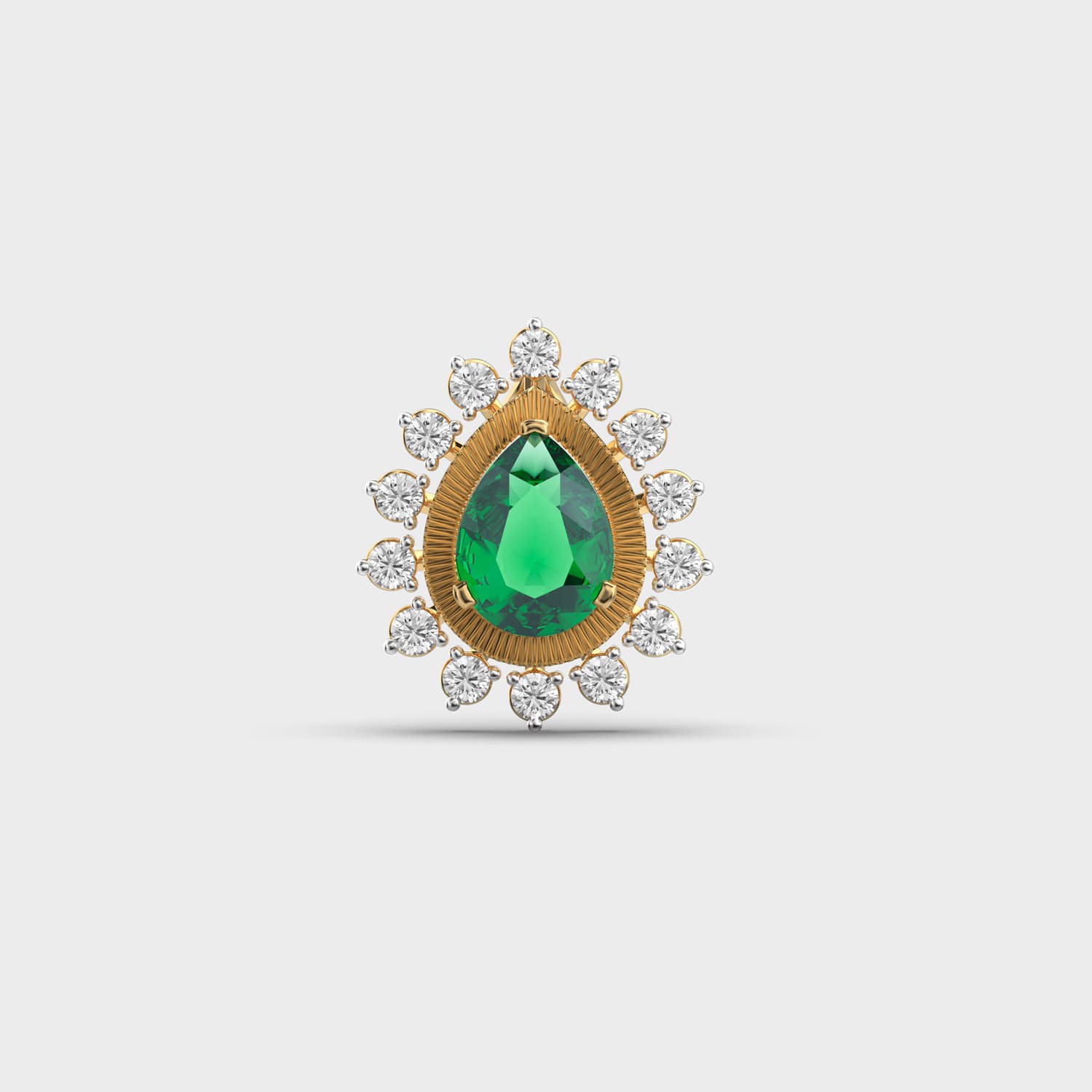 Royal Green Stone Diamond Pendant (Without Chain)