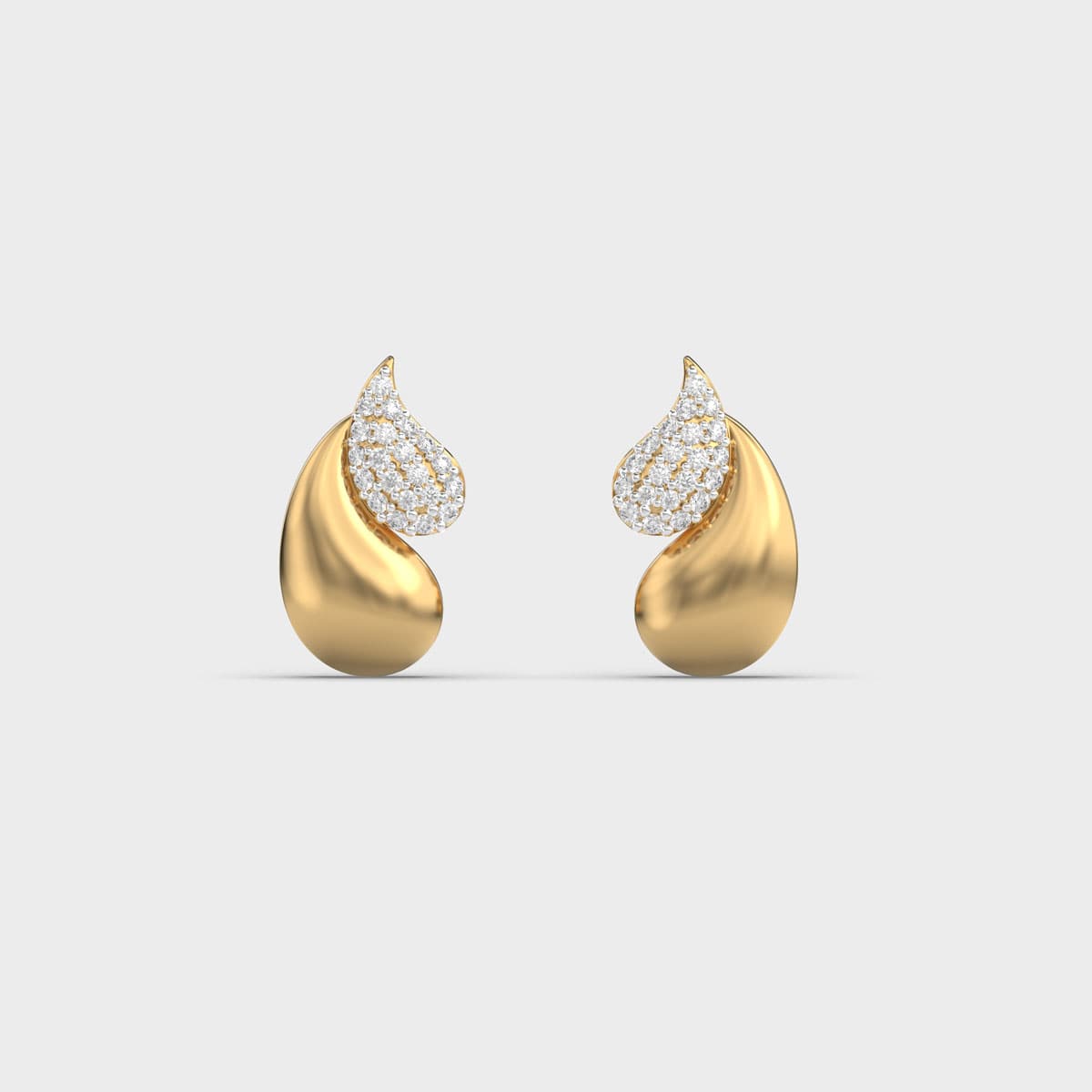 Curled Paisley Swirl Diamond Studs