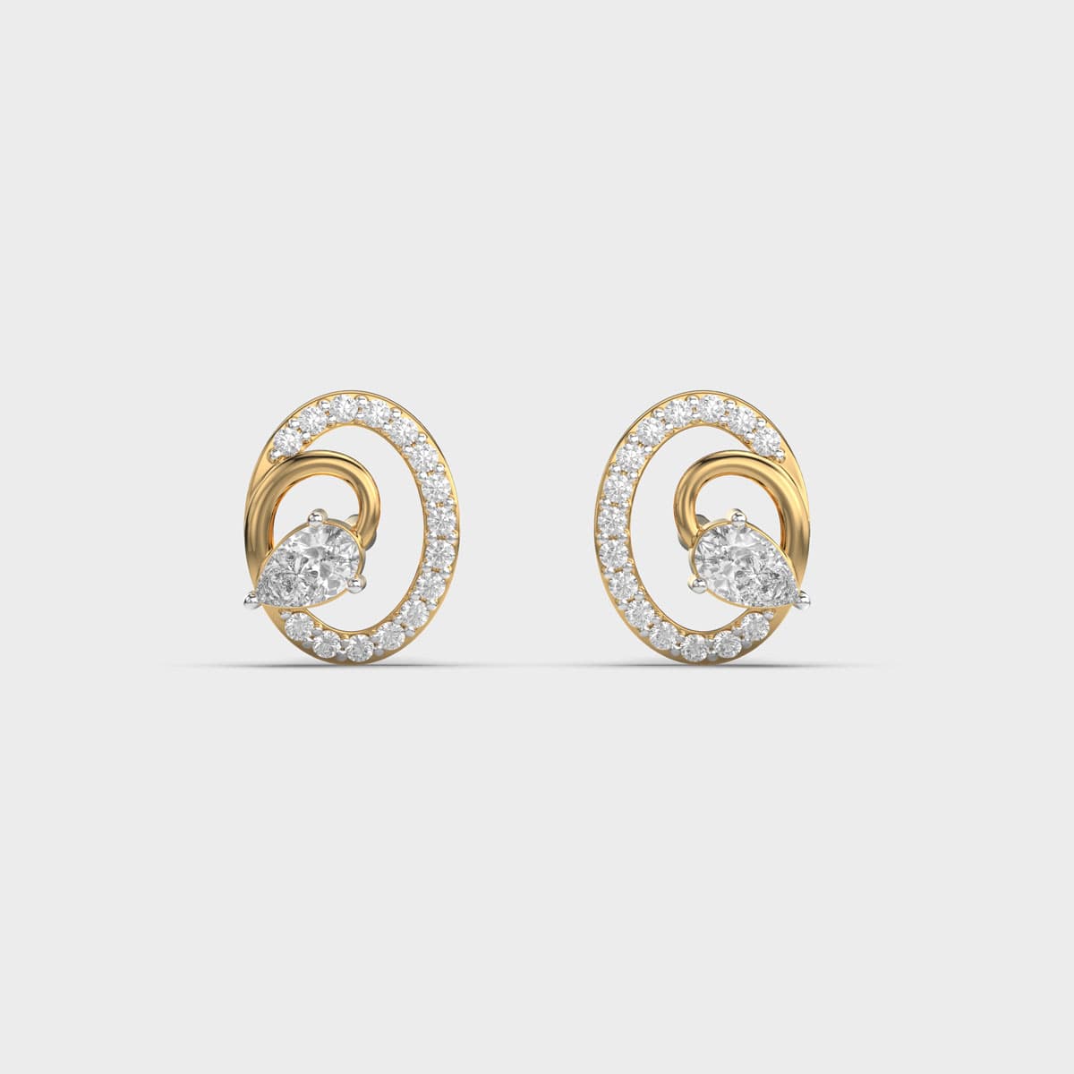 Spiral Loop Pear Centre Diamond Studs