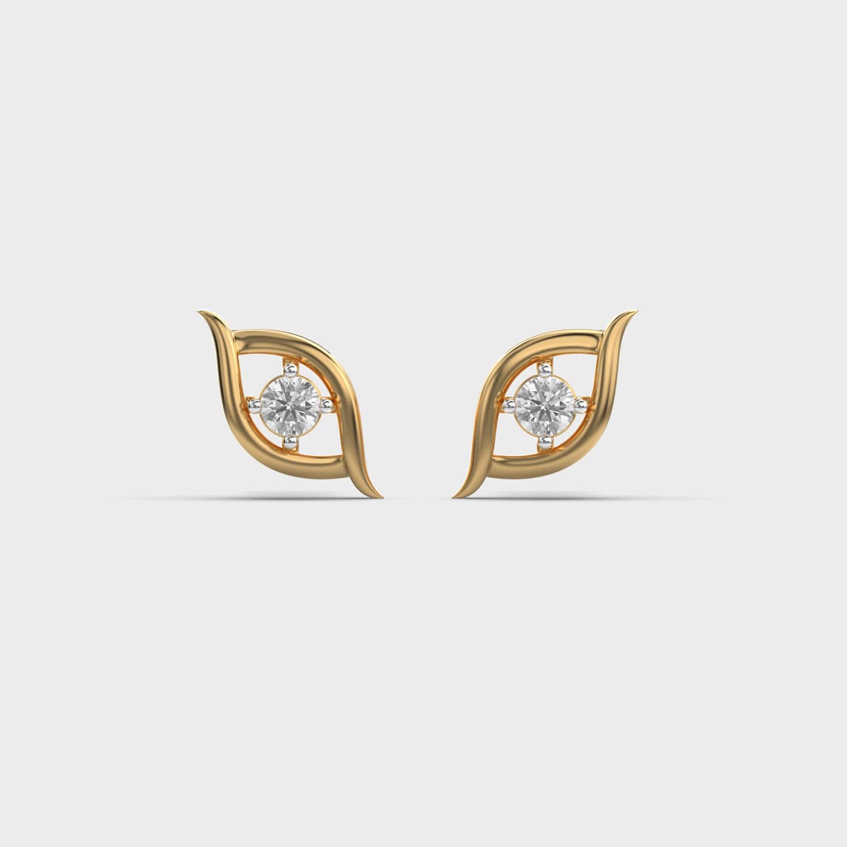Open Leaf Round Cut Diamond Studs