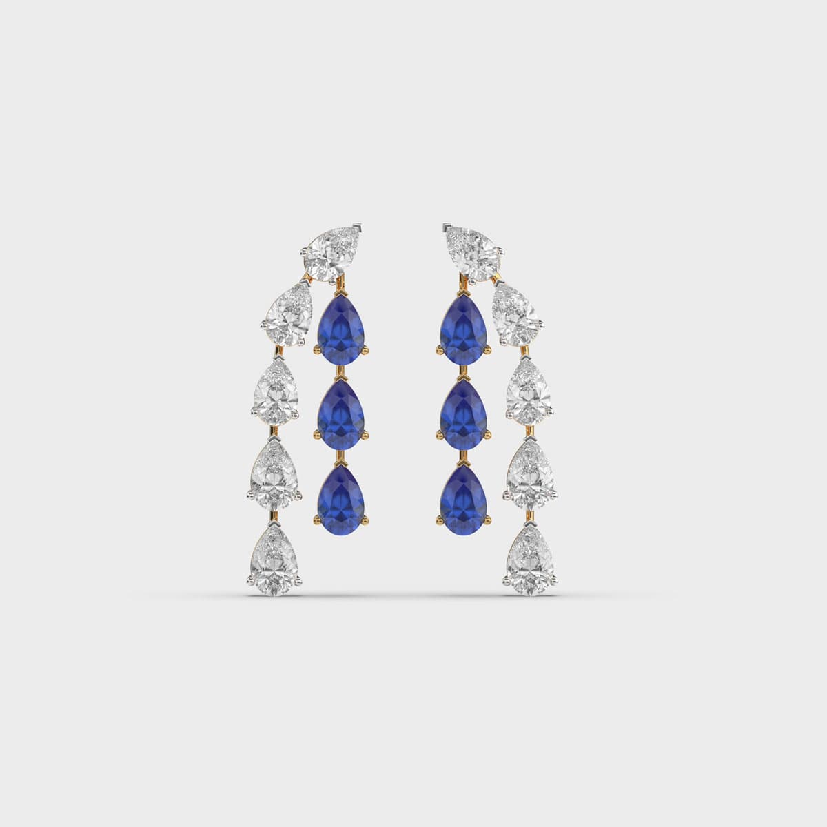 Blue Pear Twin Line Diamond Danglers