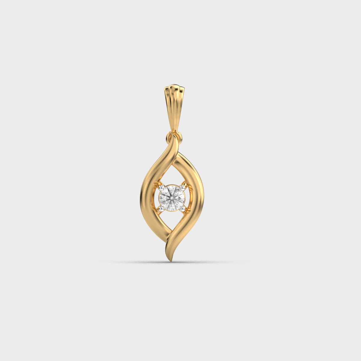 Twisted Leaf Round Diamond Pendant (Without Chain)