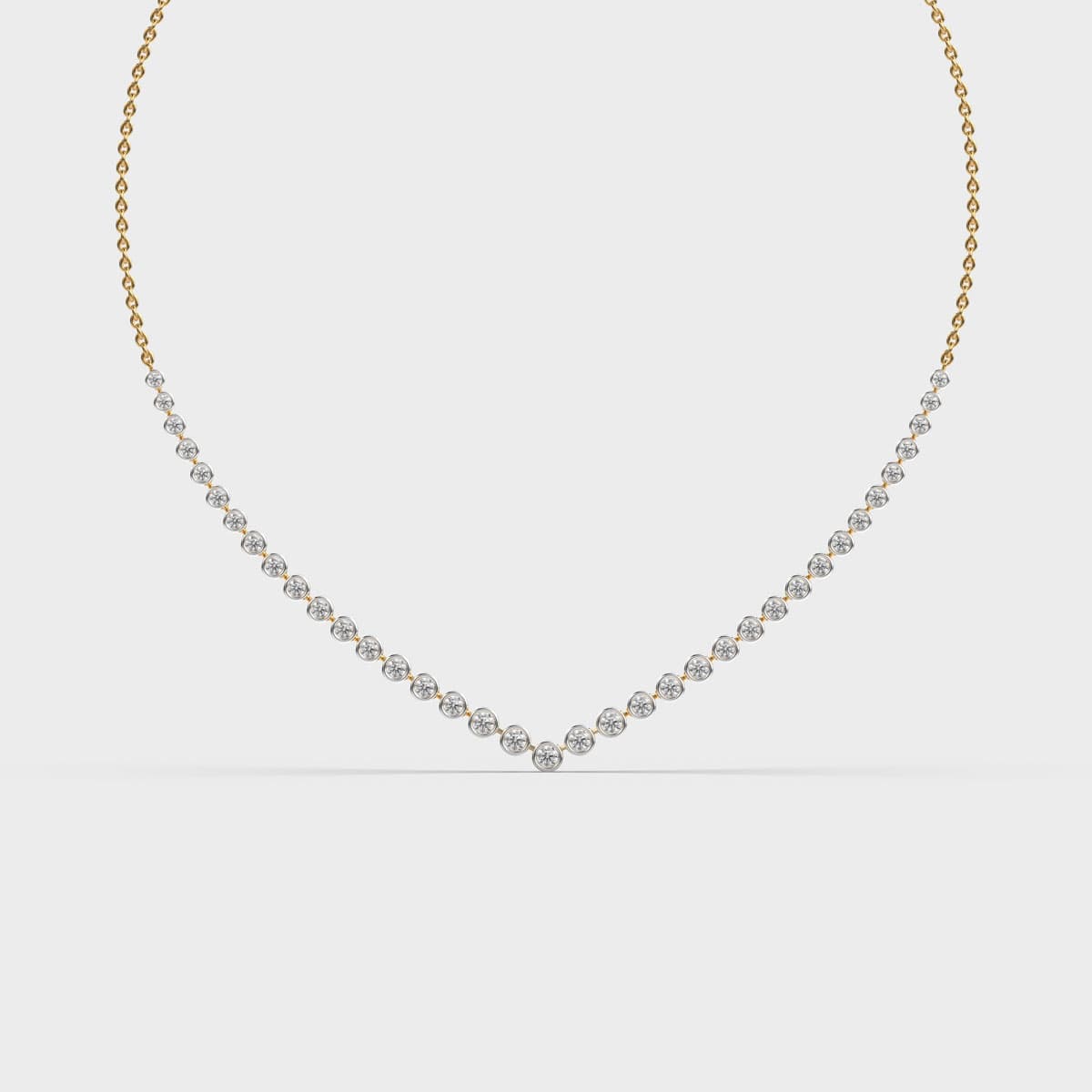 Bezel Station Round Line Diamond Necklace