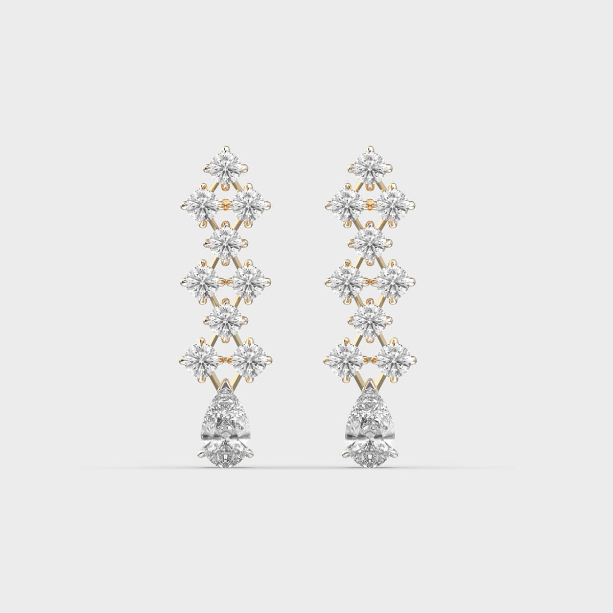 Lattice Line Pear Drop Diamond Danglers
