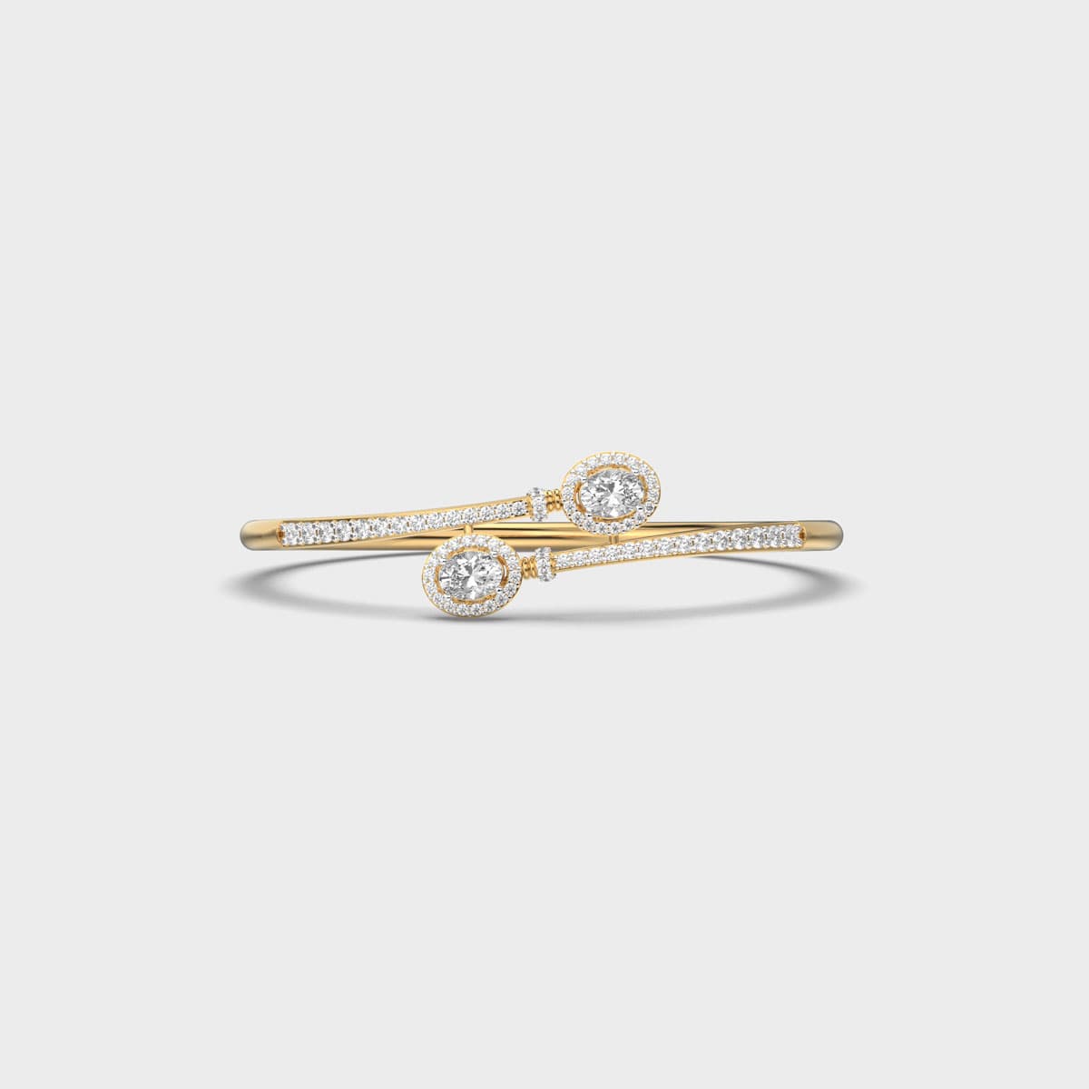 Crossover Oval Halo Diamond Bracelet