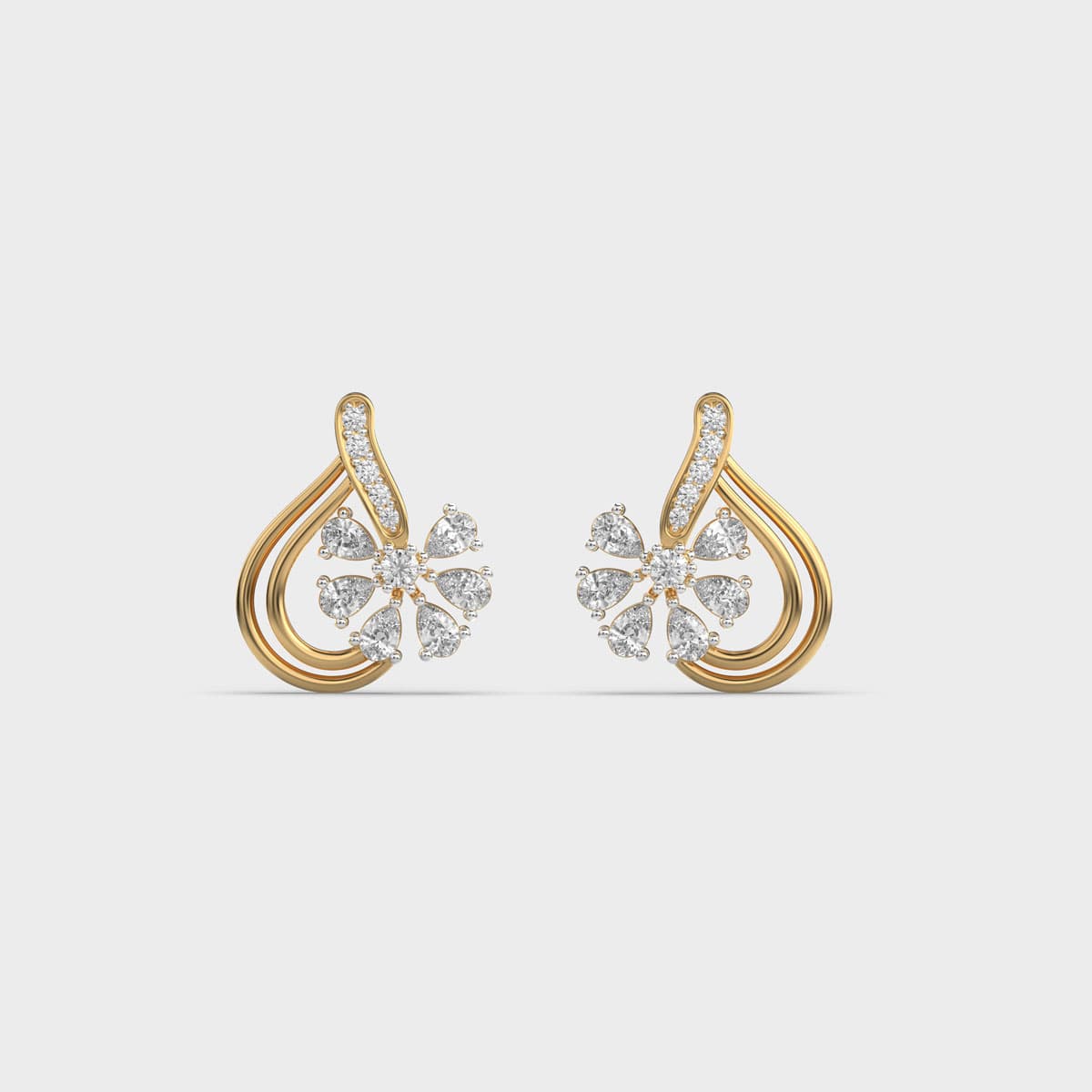 Open Paisley Pear Bloom Diamond Studs