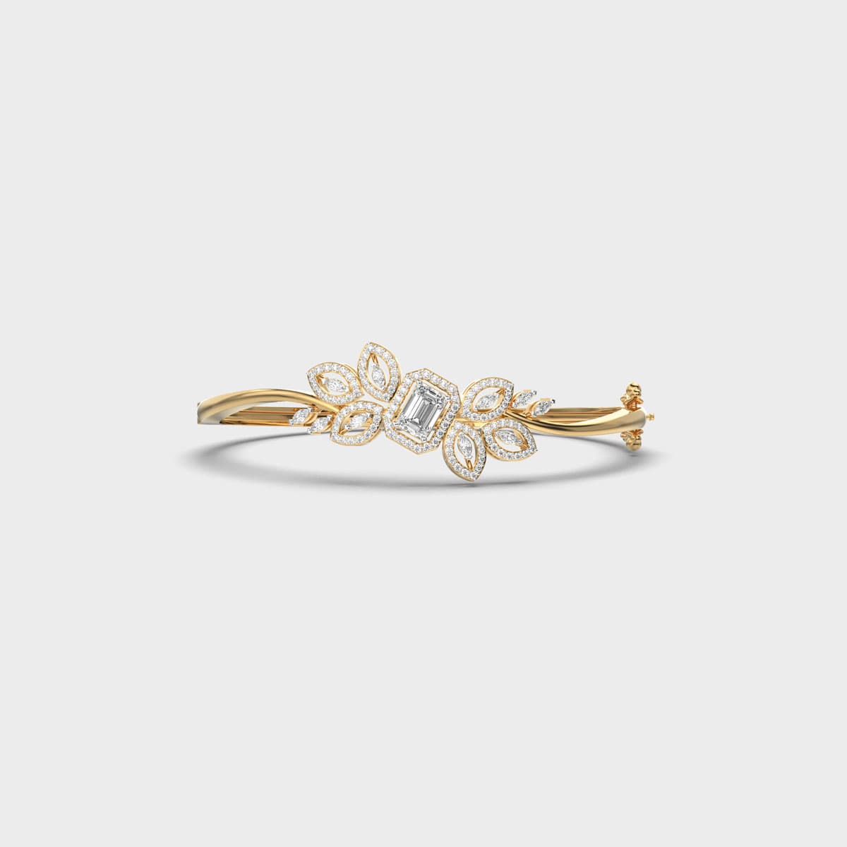 Emerald Centre Leaf Spray Diamond Bracelet