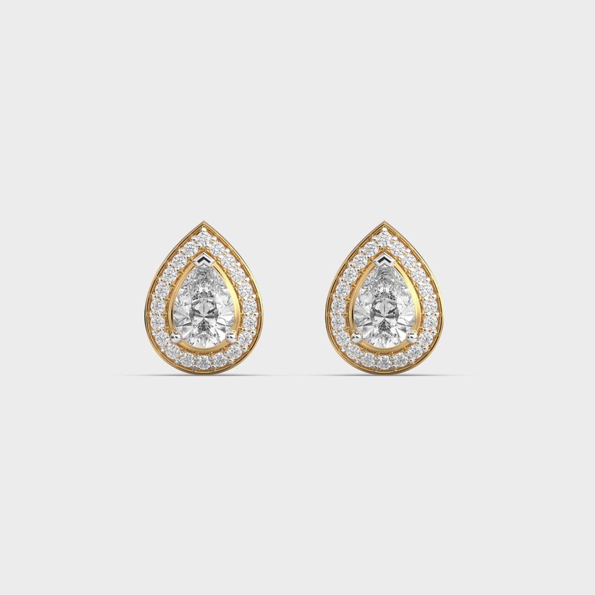 Dewdrop Pear Halo Diamond Studs