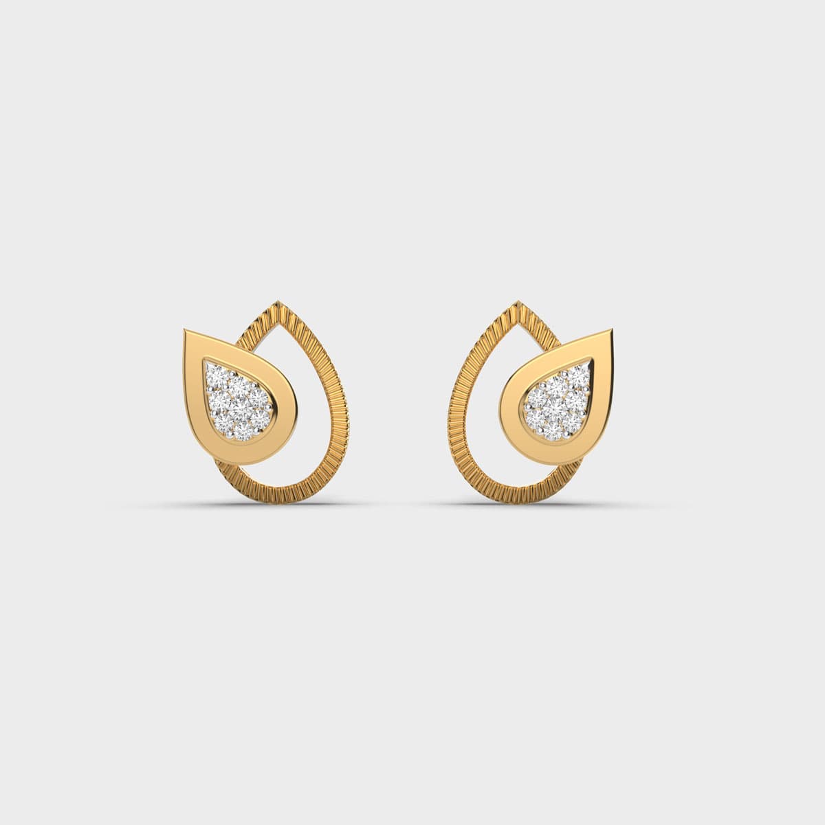 Tulip Bud Fluted Frame Diamond Studs