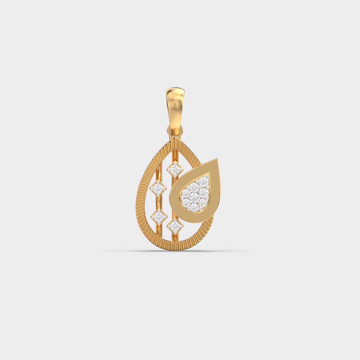 Tulip Bud Fluted Frame Diamond Pendant (Without Chain)
