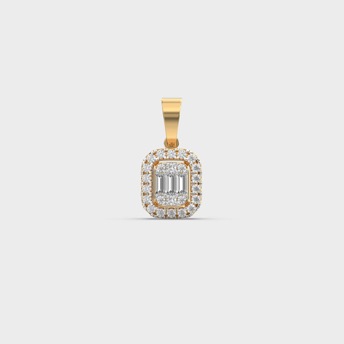 Illusion Baguette Halo Diamond Pendant (Without Chain)