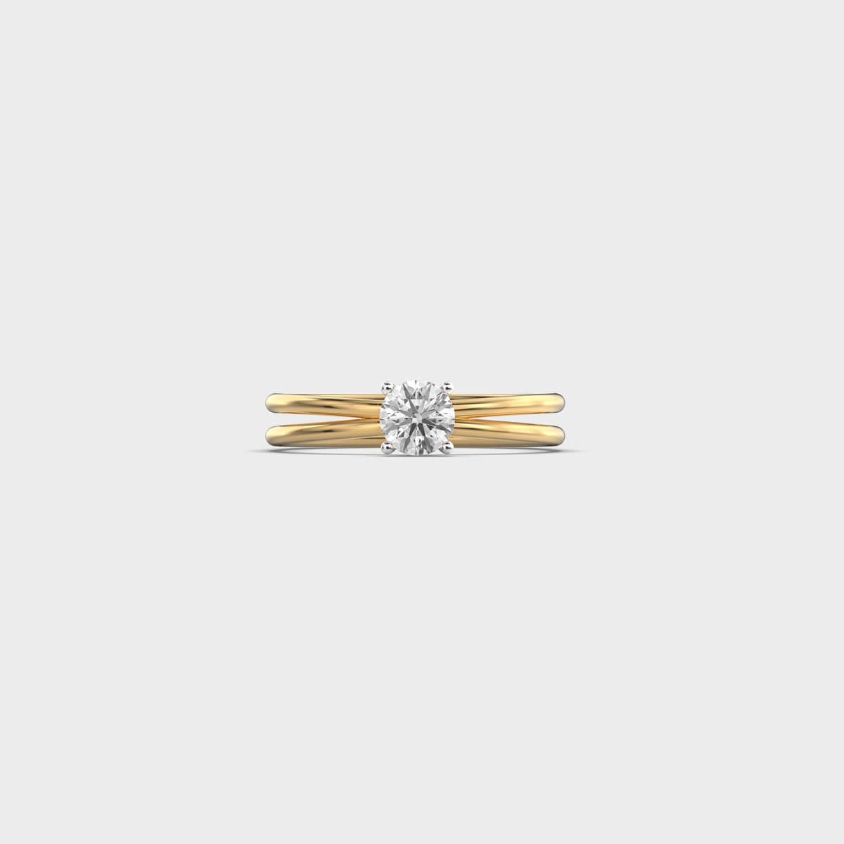 Split Rail Round Solitaire Diamond Ring