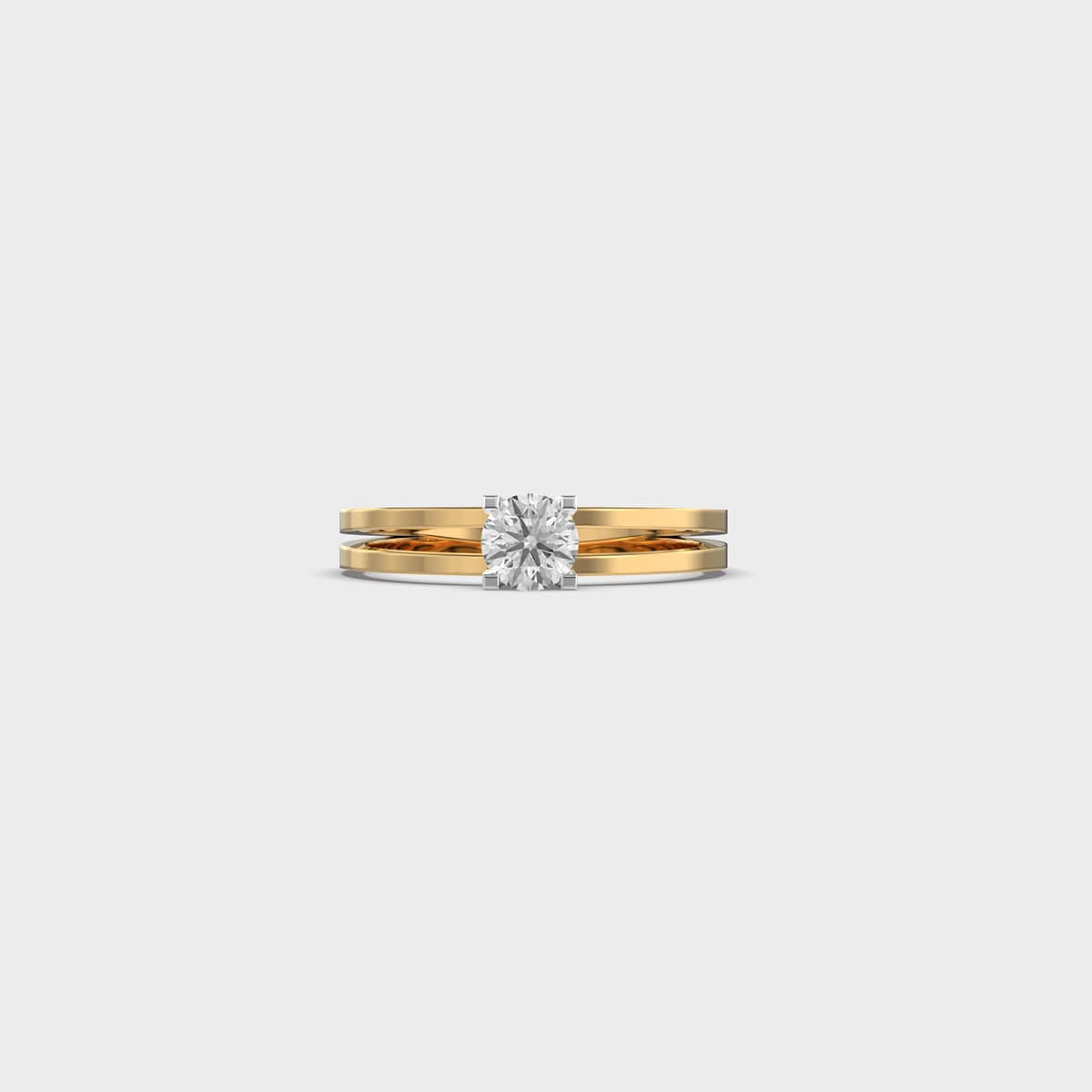 Parallel Rail Round Solitaire Diamond Ring