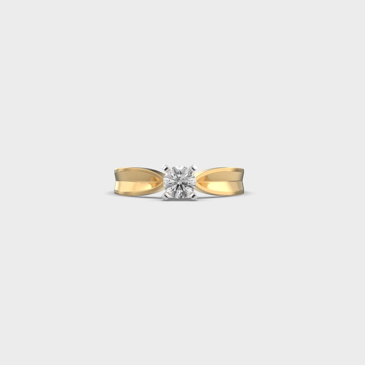 Pinched Band Round Solitaire Diamond Ring