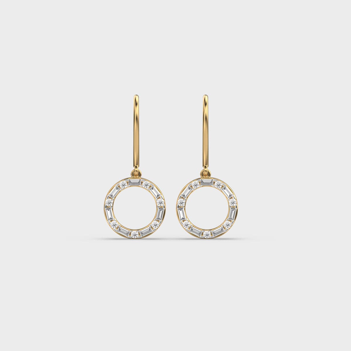 Open Circle Baguette Hook Diamond Drops