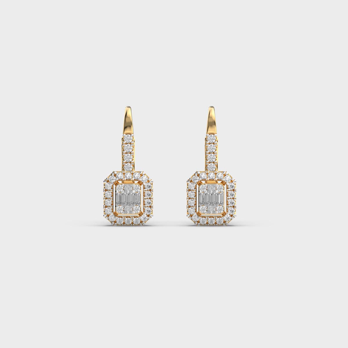 Luminous Octagon Baguette Diamond Hoops