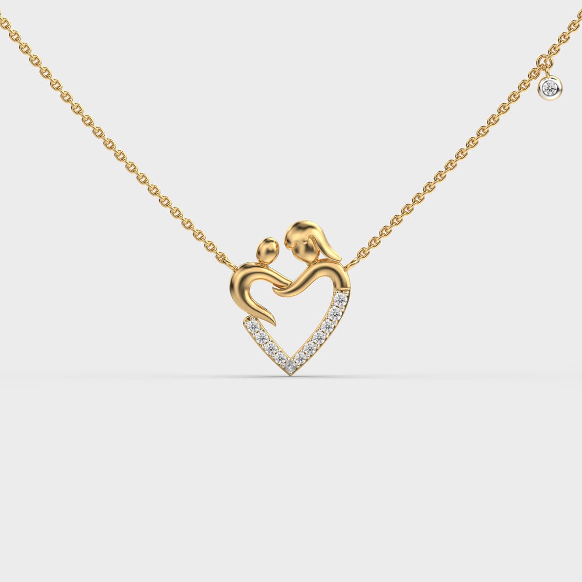 Mother And Child Heart Diamond Necklace