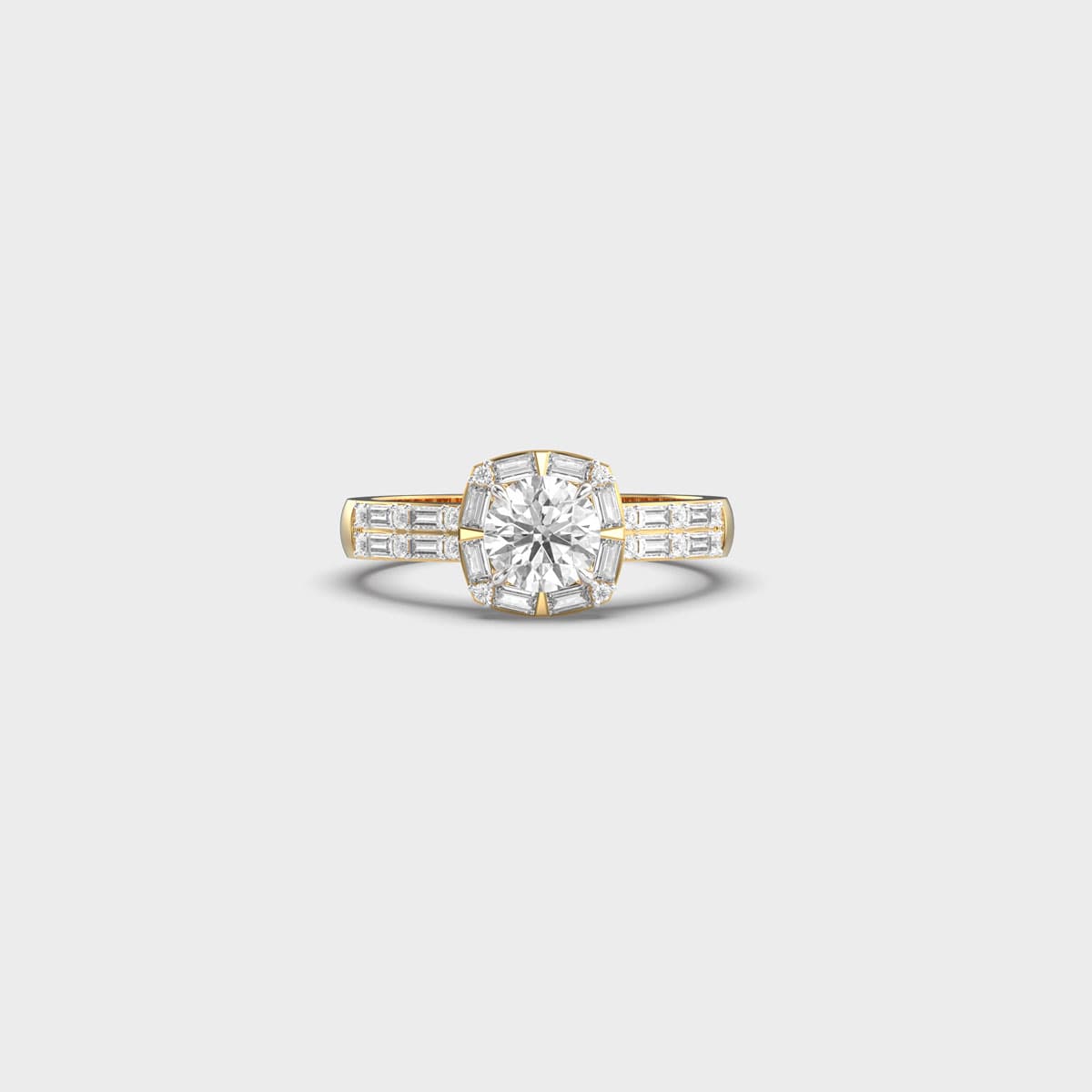 Round Centre Baguette Frame Diamond Ring