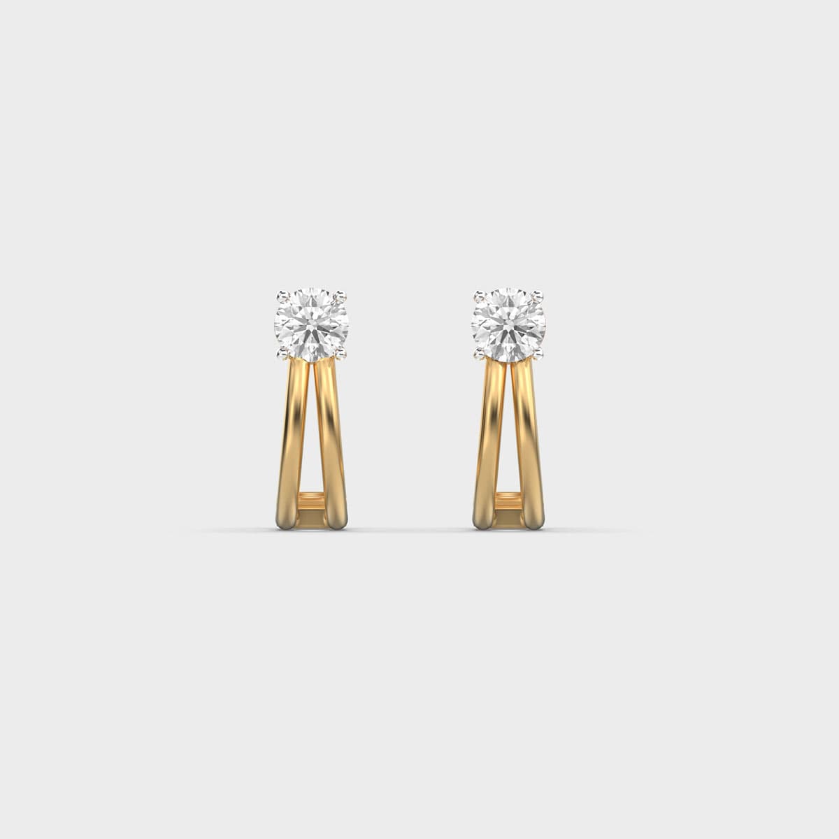 Split Band Round Solitaire Diamond Huggies