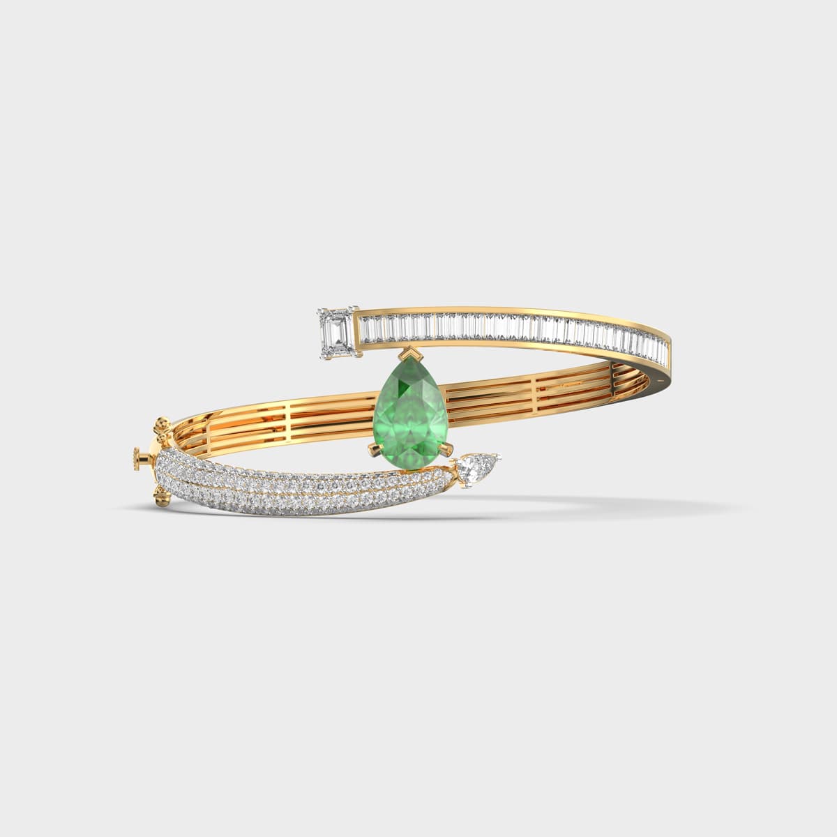 Emerald Bypass Diamond Bracelet