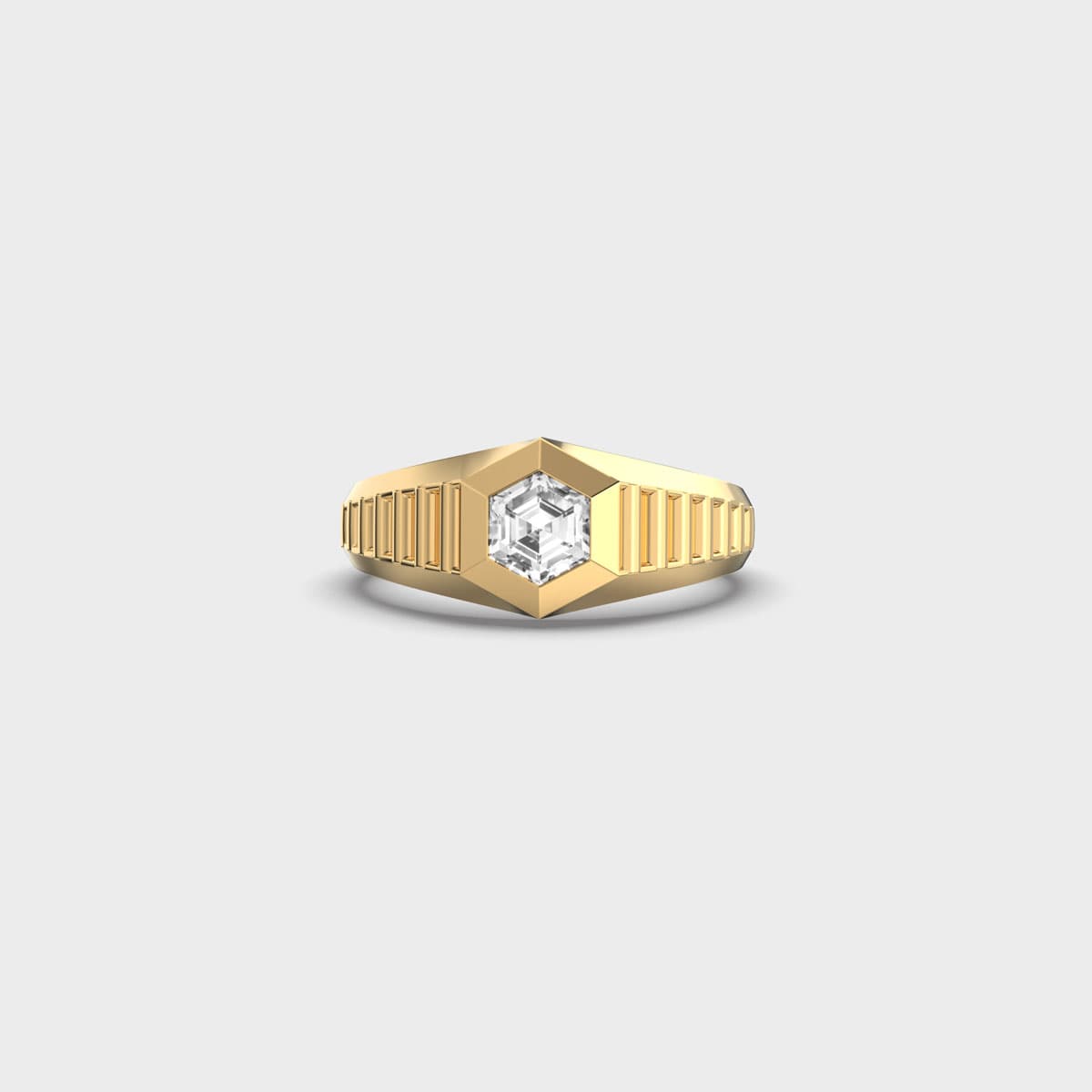 Hexagon Signet Diamond Ring For Men