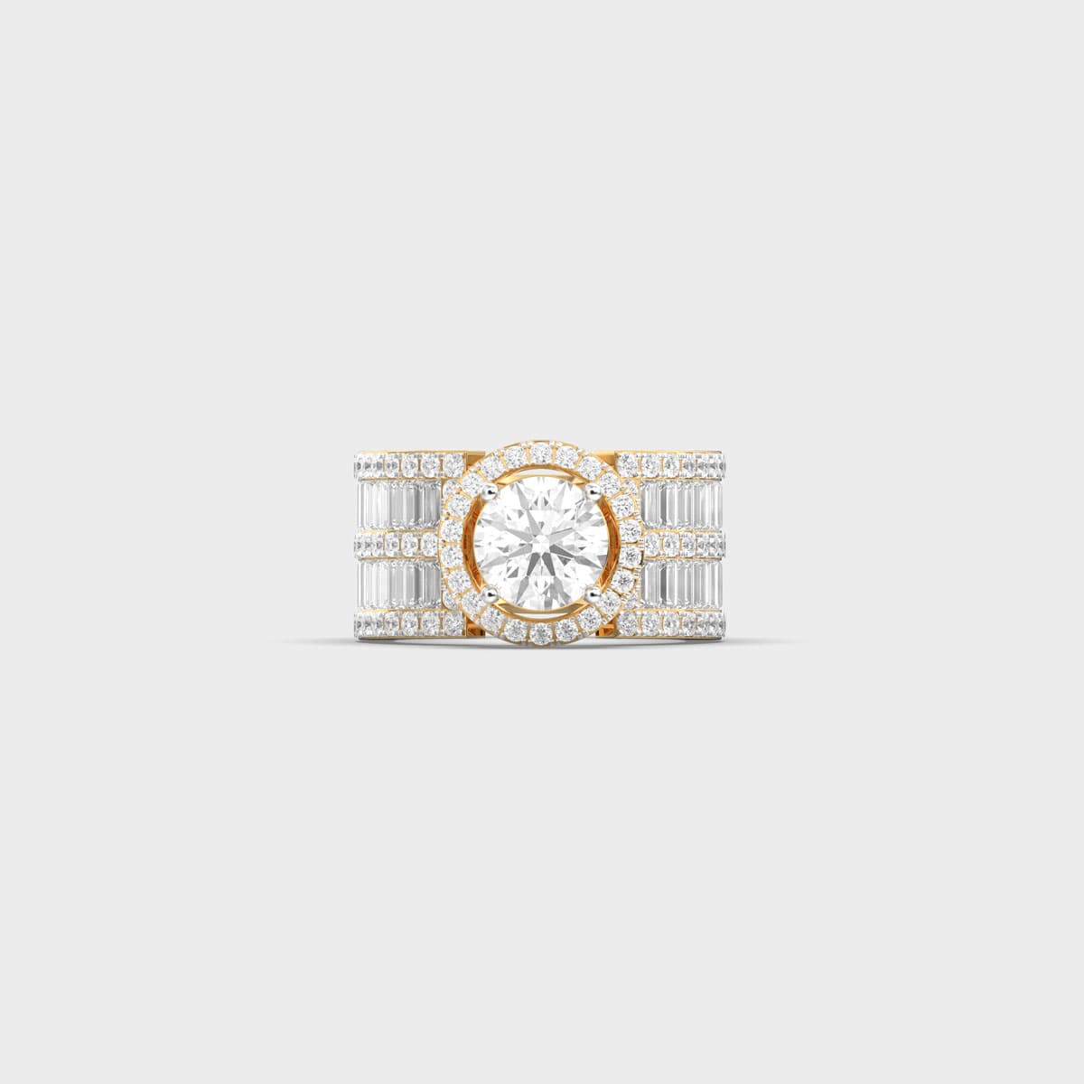 Grand Halo Baguette Band Diamond Ring