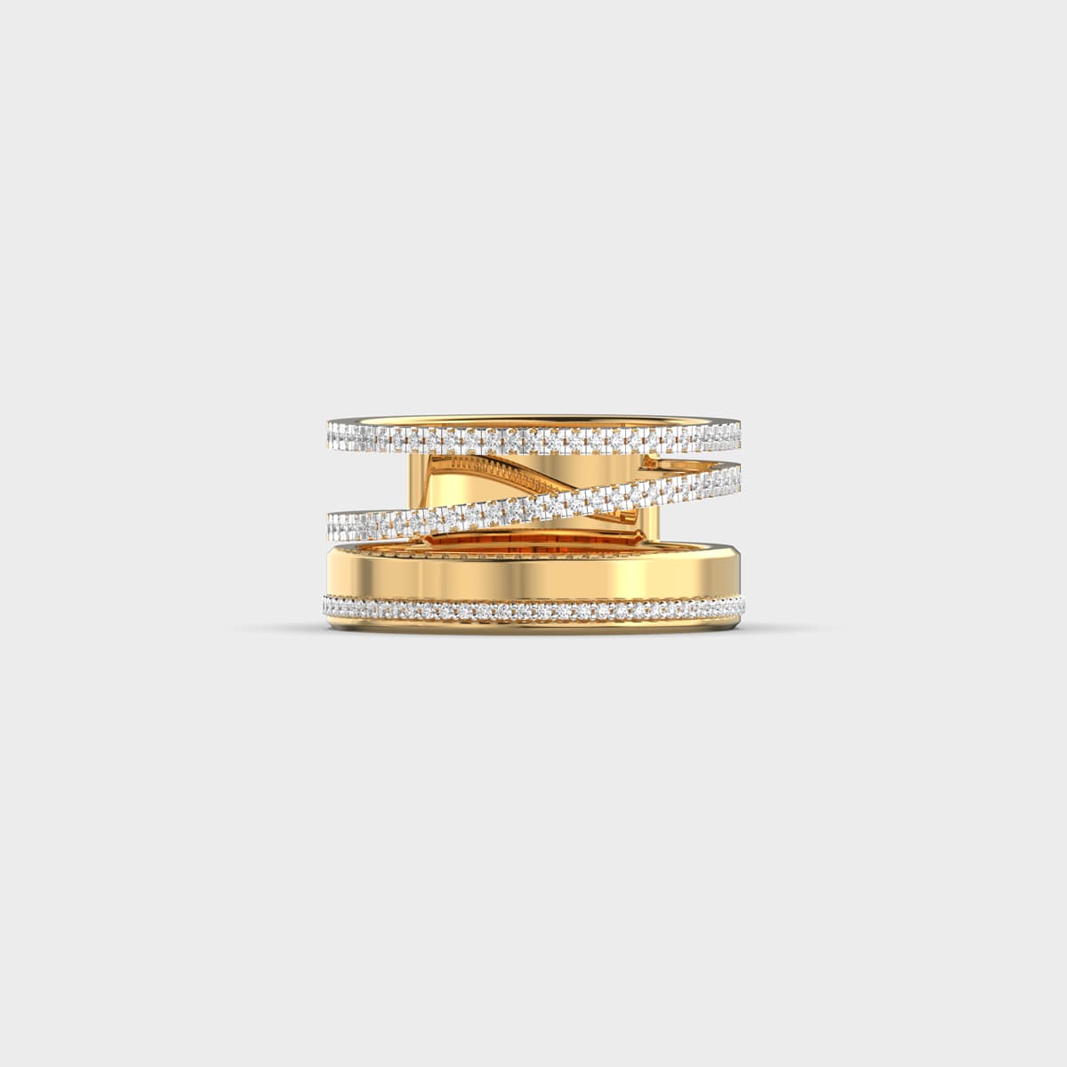 Three Step Layered Diamond Statement Ring