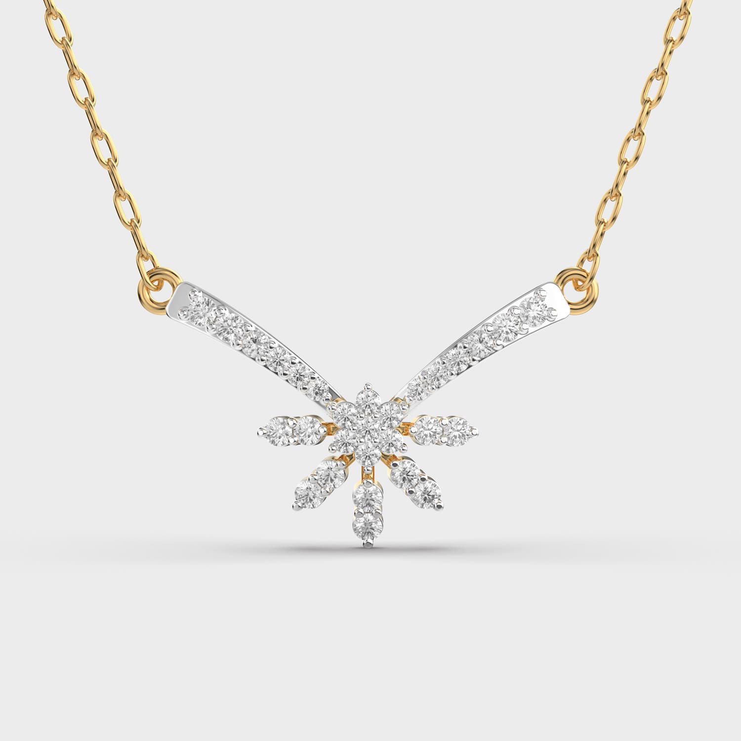Simple Snowflake Diamond Pendant (With Chain)