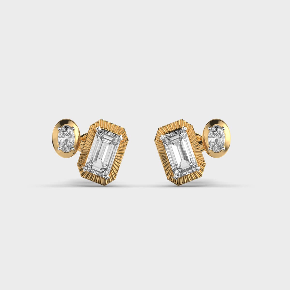 Radiant Fluted Duo Diamond Studs