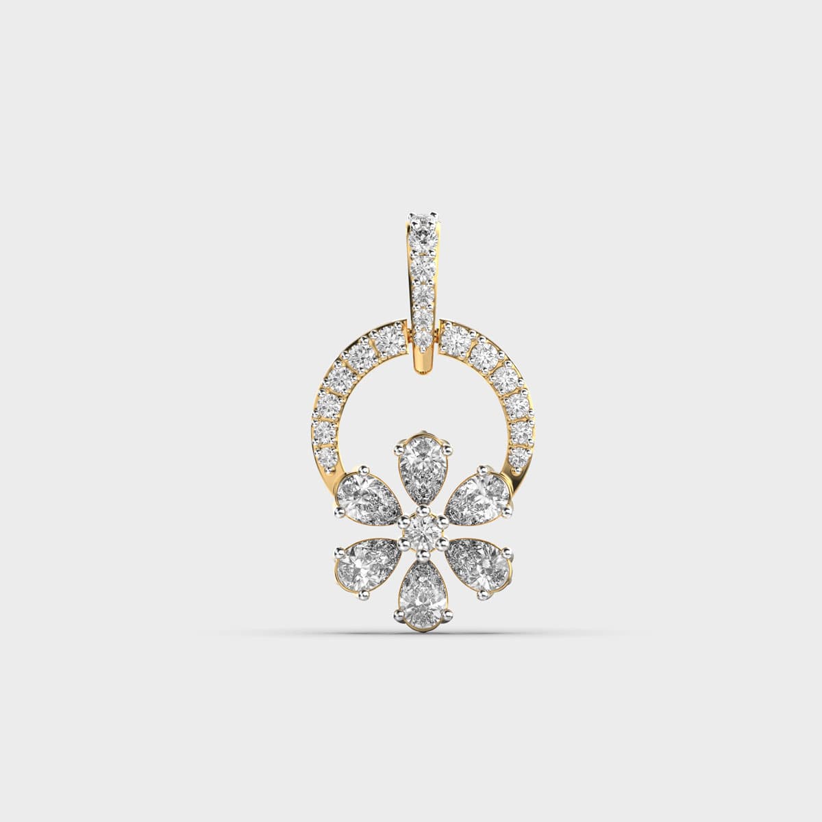Flower Semi Circle Diamond Pendant (Without Chain)