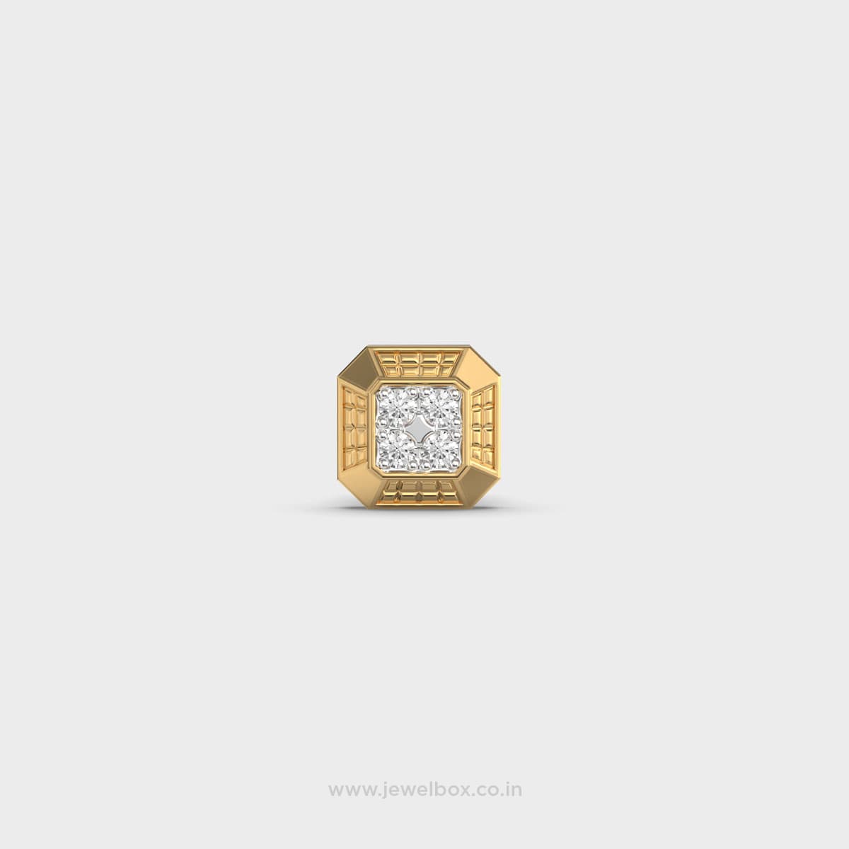 Radiant Octagonal Clustered Diamond Stud For Men