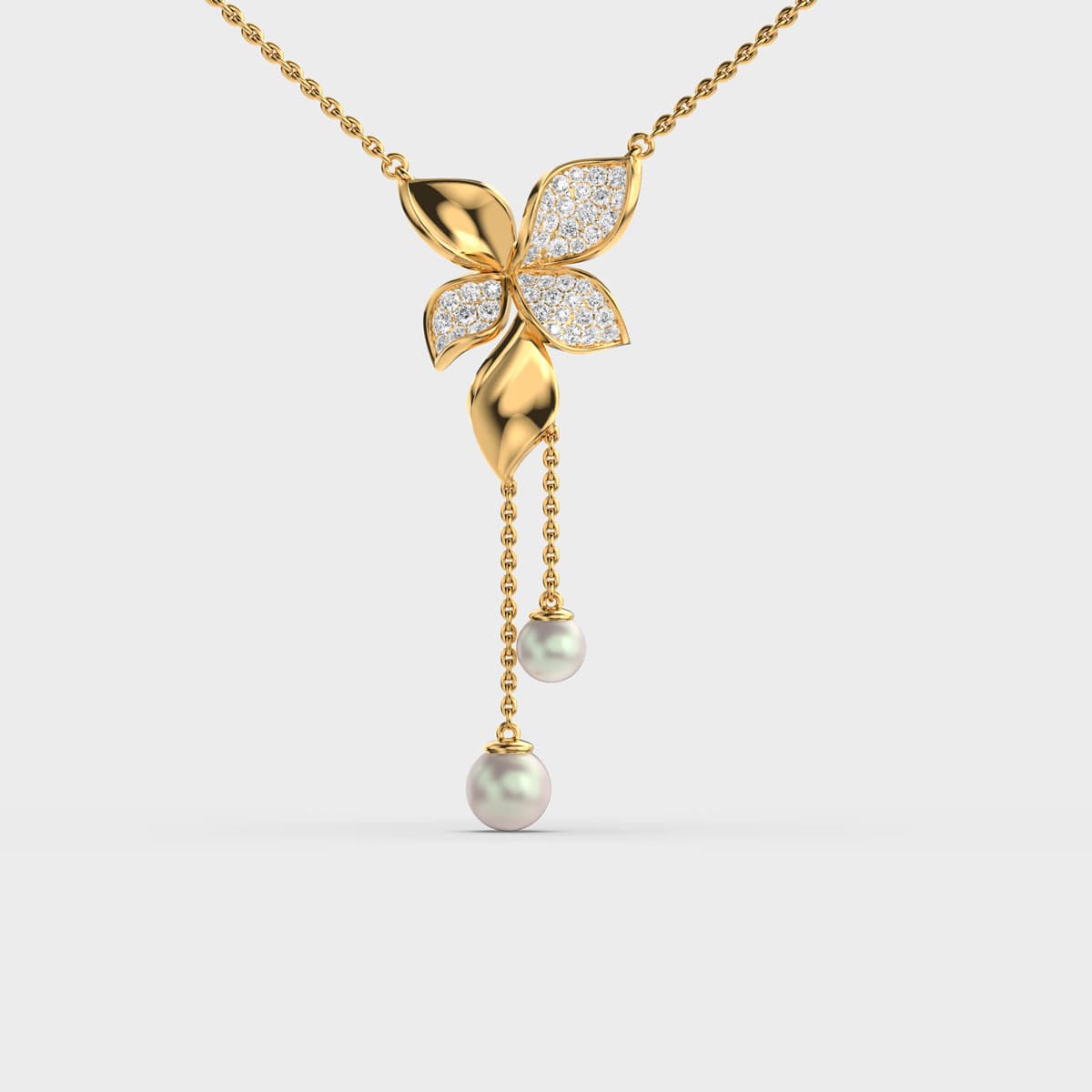 Daffodil Blooms Diamond Pendant ( With Chain )