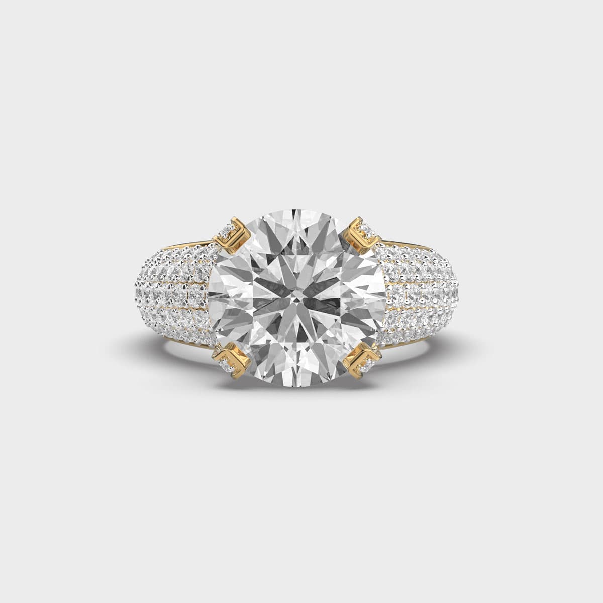 Pavé Shoulder Grand Solitaire Diamond Ring