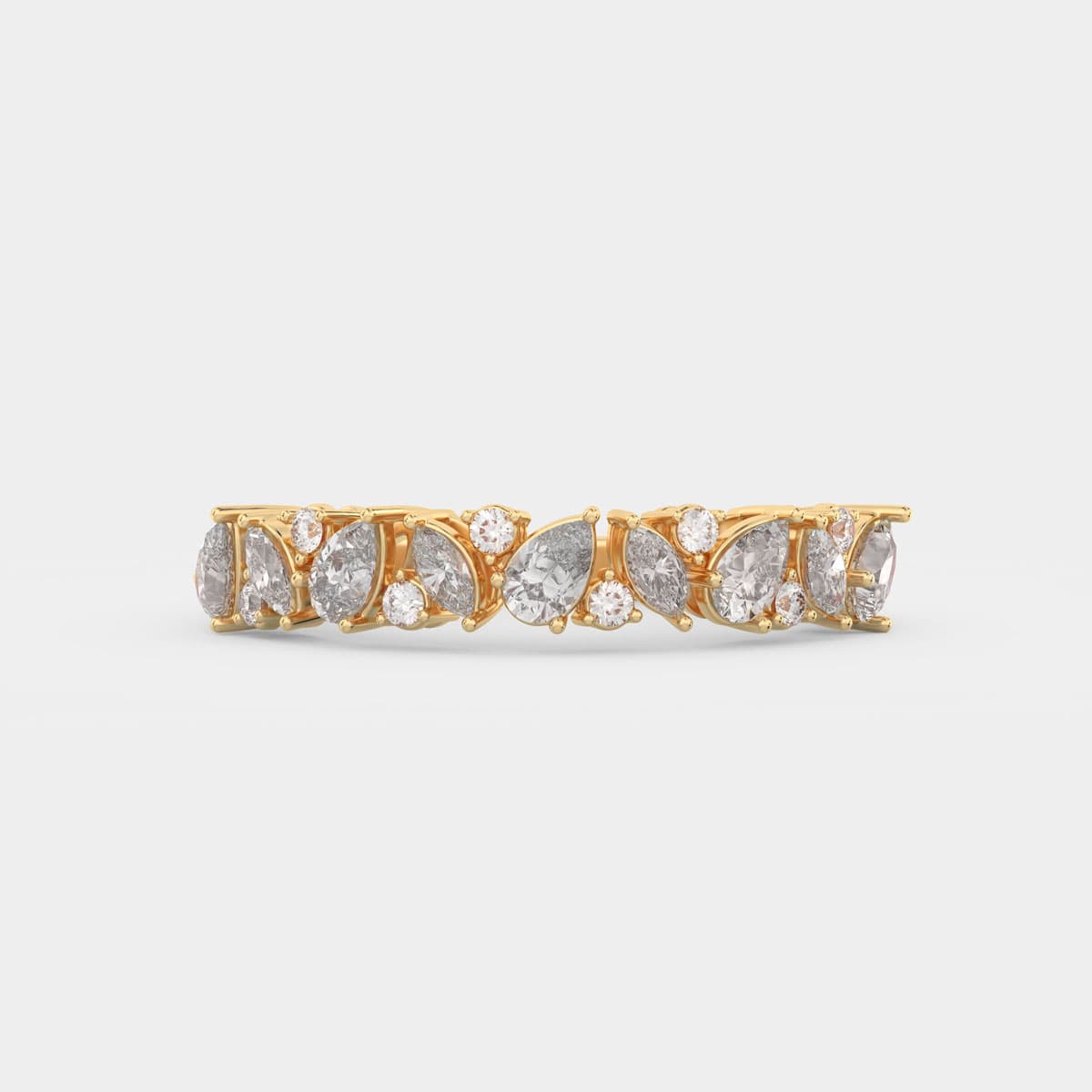 Pear With Round Diamond Stack Ring