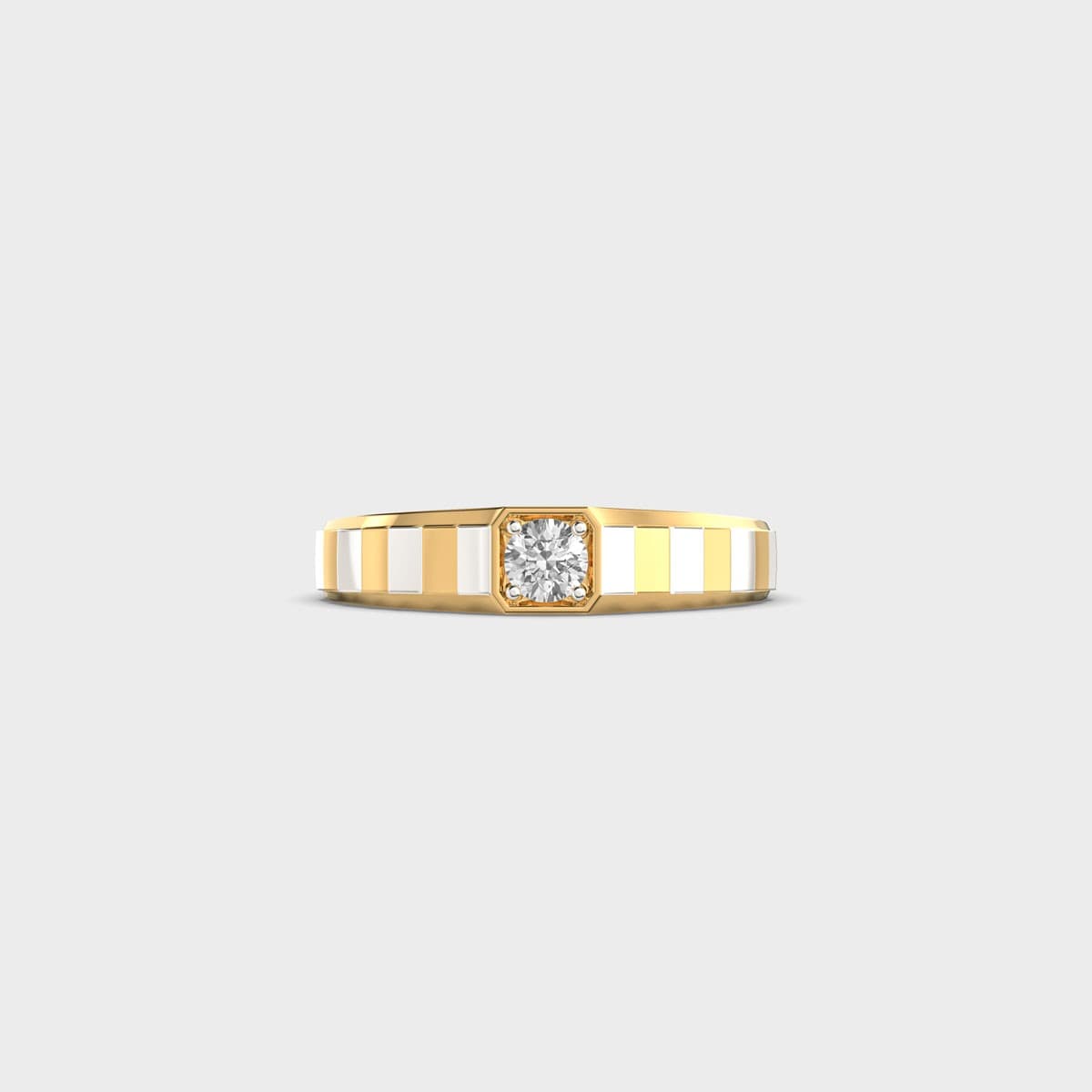 Prestige Crested Dual Tone Diamond Ring For Men