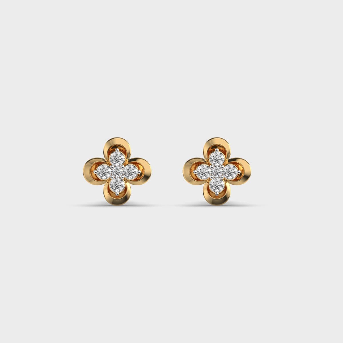 Small Clover Diamond Ear Studs