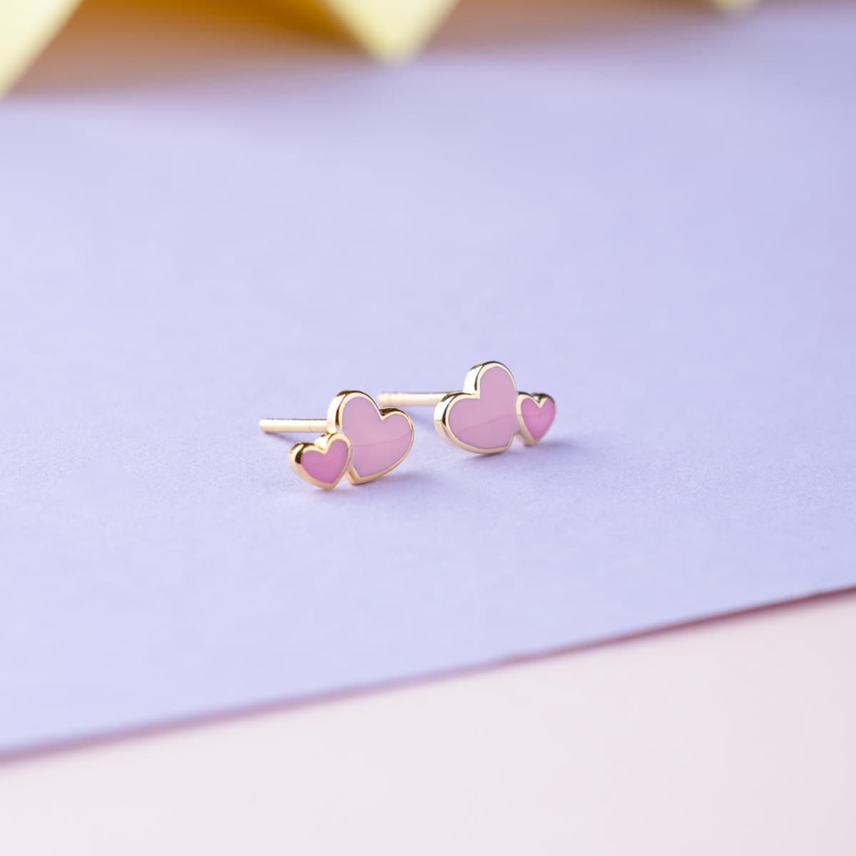 Bubbly Pink Hearts Ear Studs For Kids