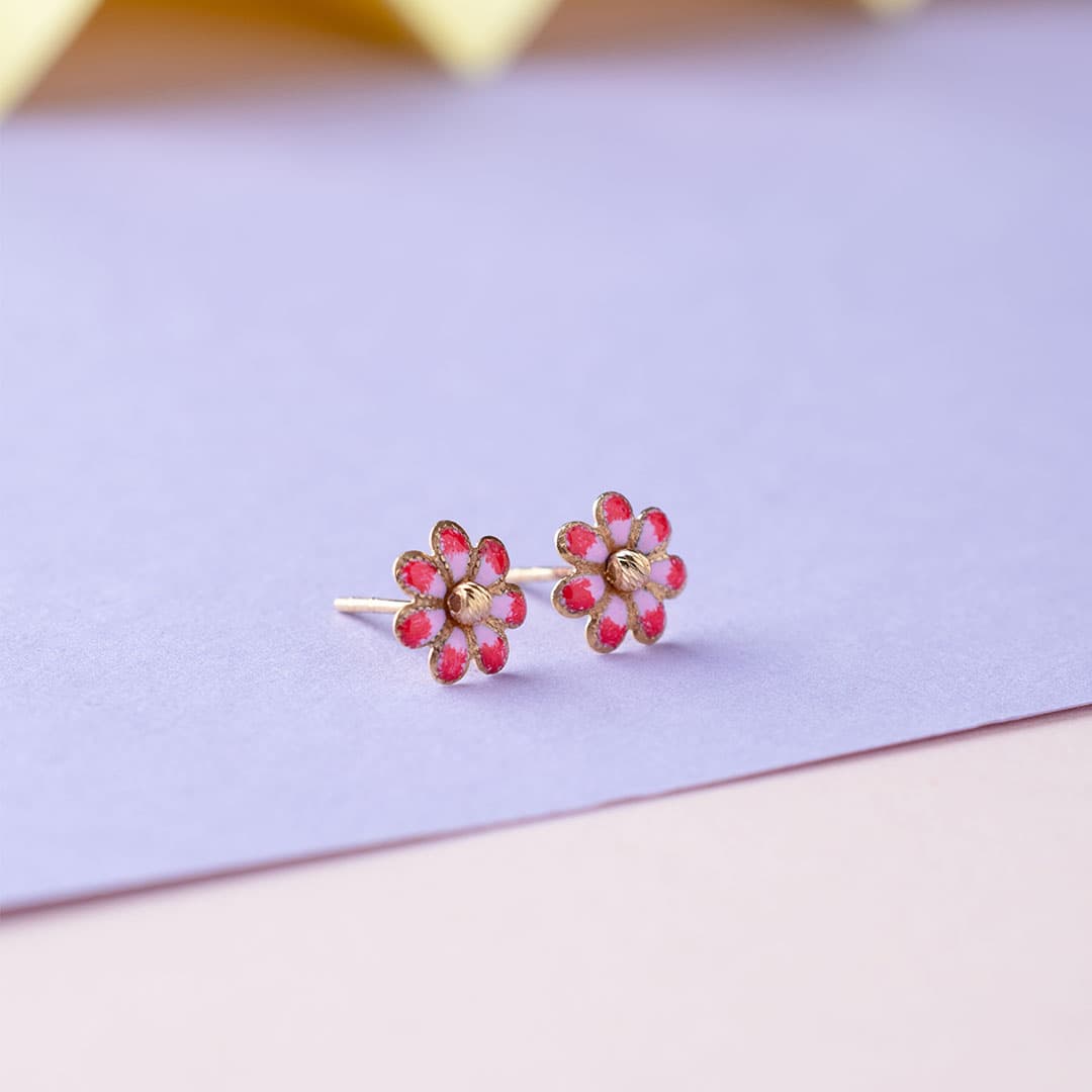 Periwinkle Pink Ear Studs For Kids