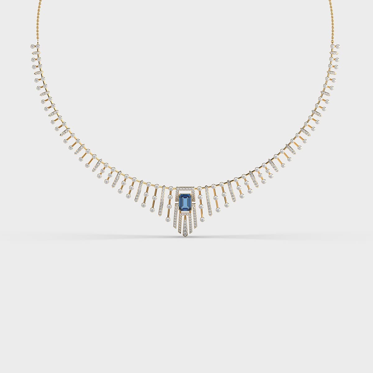 Ethel Blue Stone Diamond Necklace