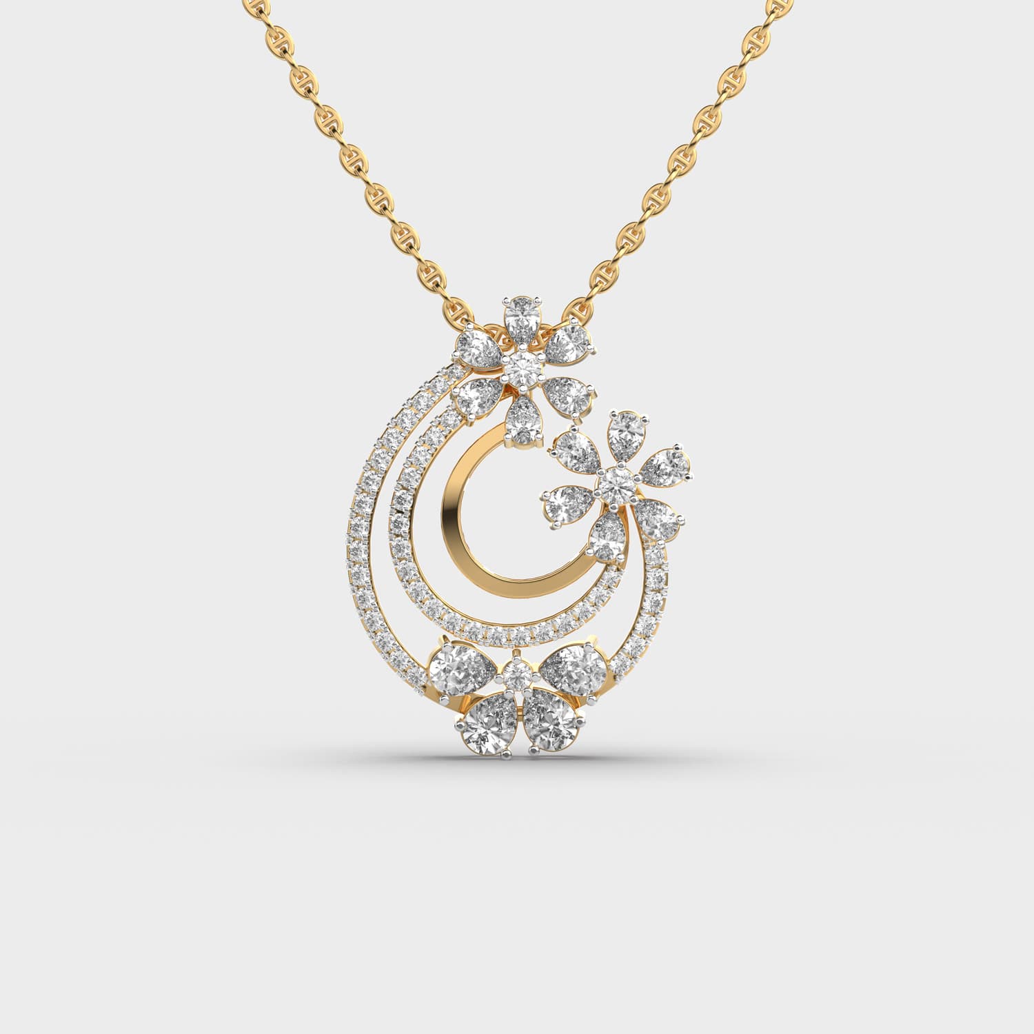 Splendid Freesia Mixed Diamond Pendant (Without Chain)