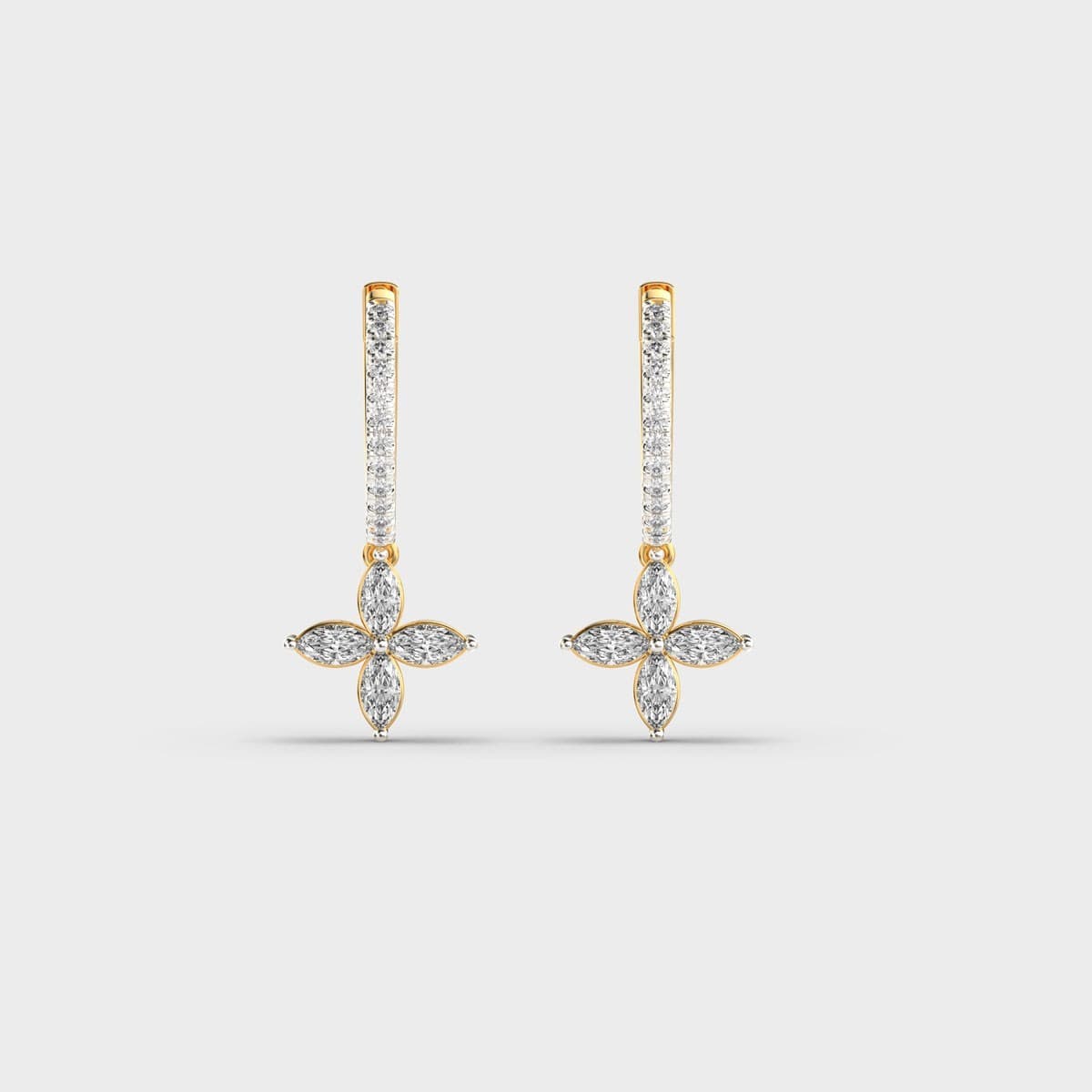 Clover Flower Hoop Diamond Drops