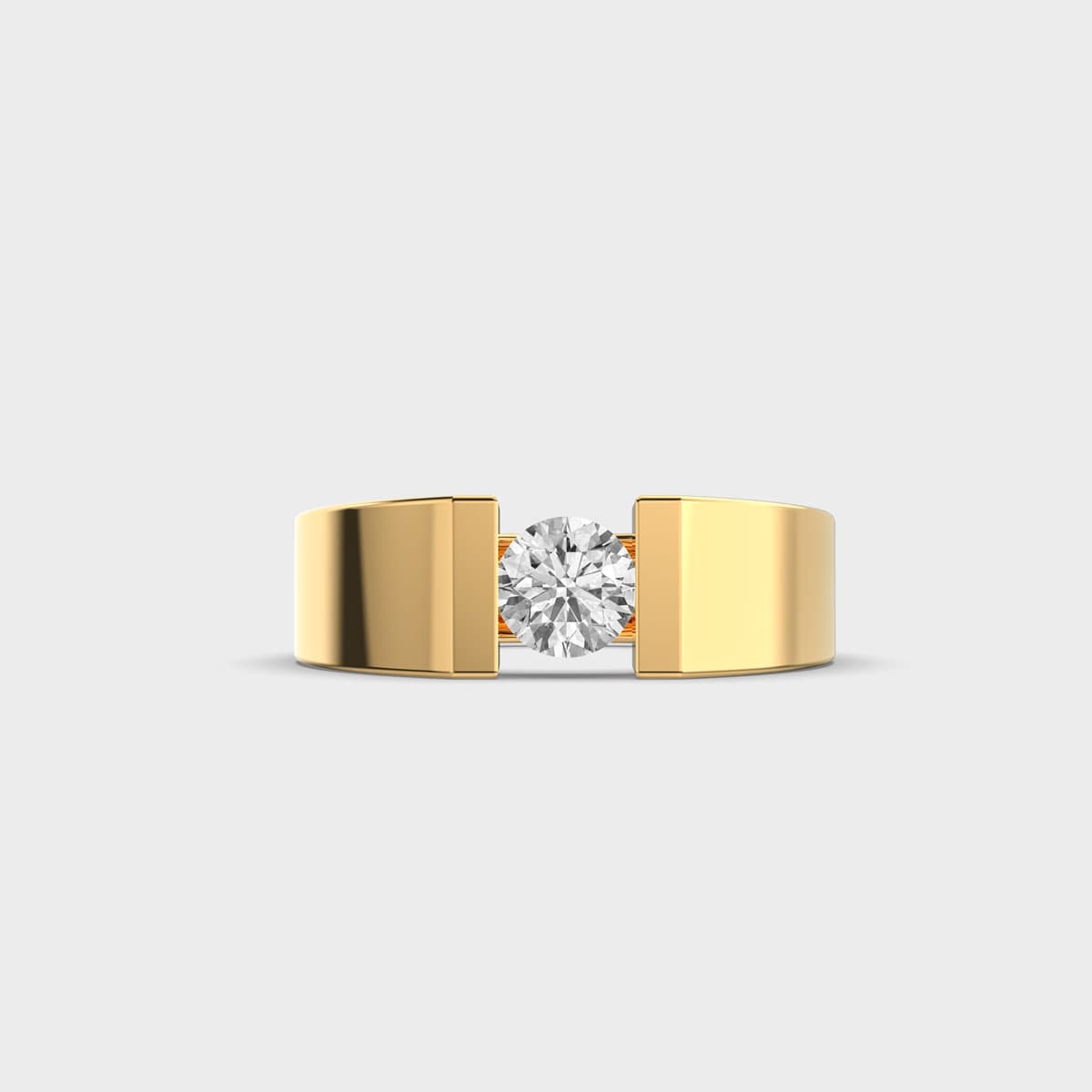 Suspended Solitaire Edge Diamond Ring For Men
