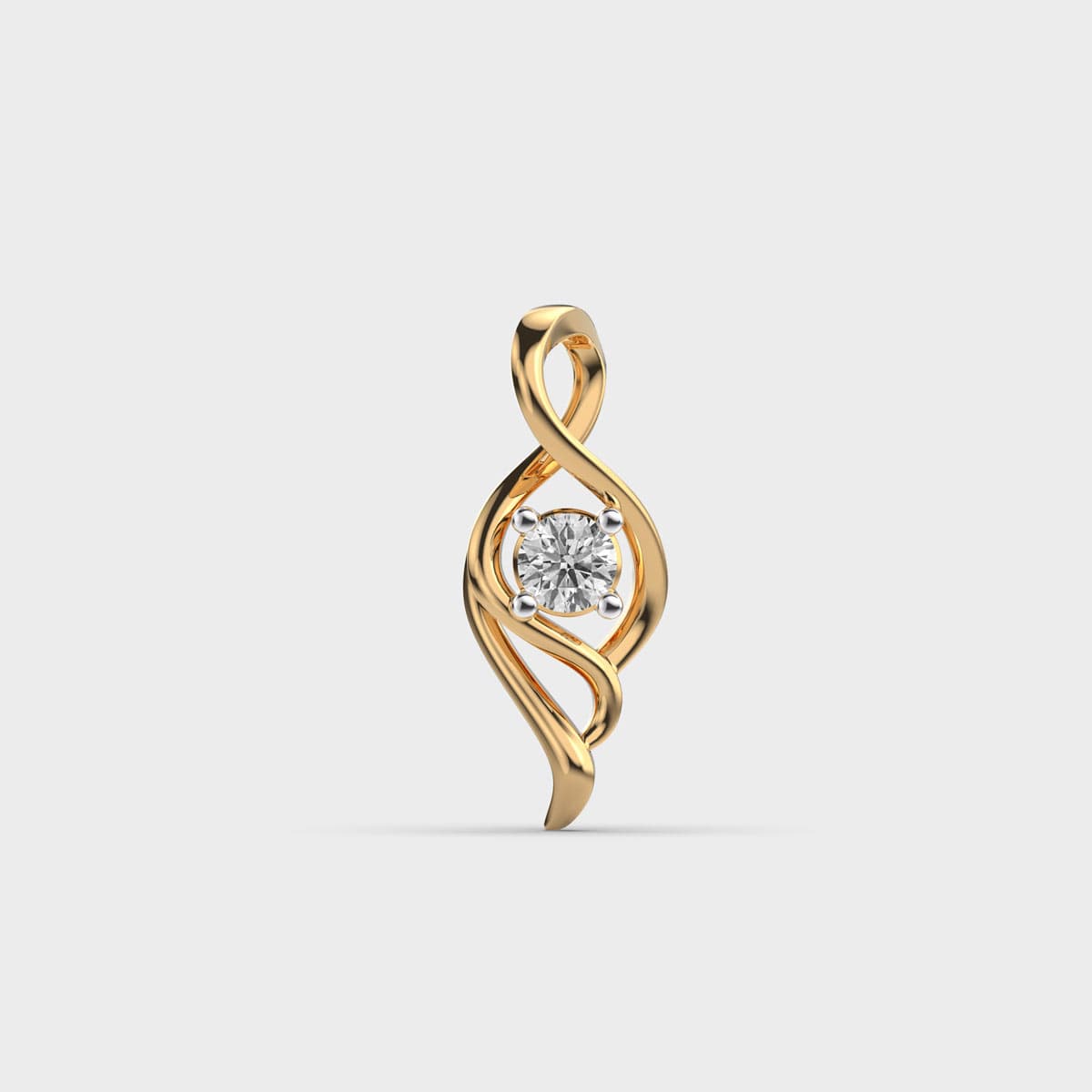 Twisting Ribbon Curl Diamond Pendant (Without Chain)
