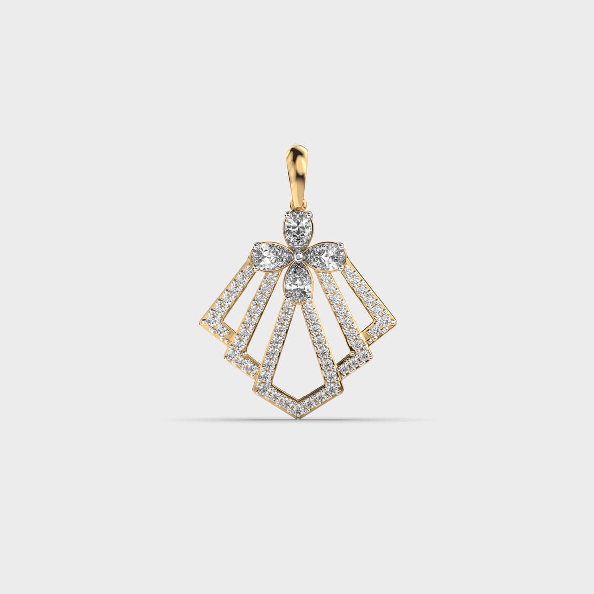 Art Deco Fan Diamond Pendant (Without Chain)