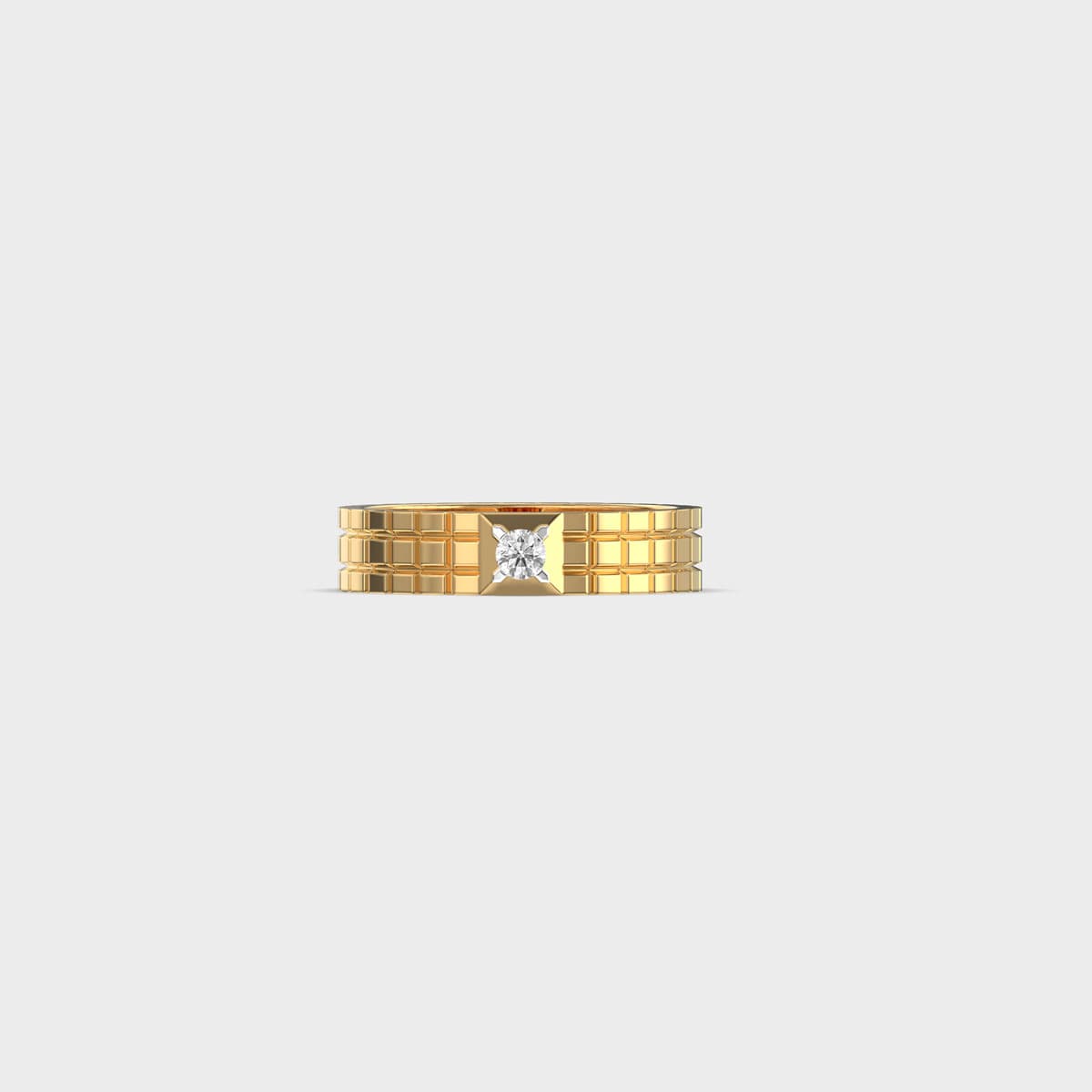 Grid Band Star Set Diamond Ring For Men
