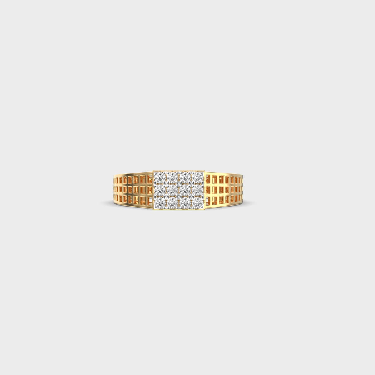 Lattice Band Cluster Diamond Ring For Men