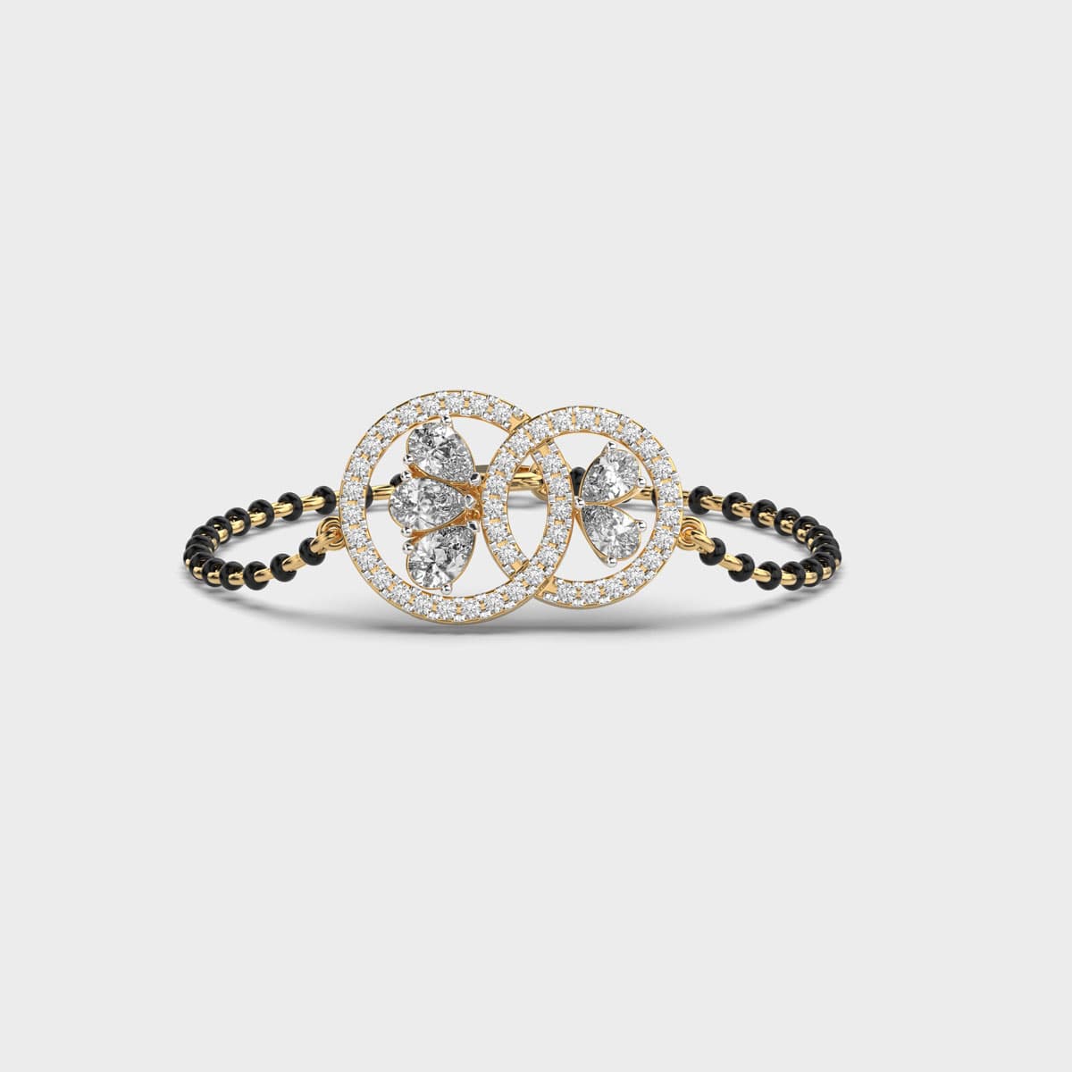 Twin Bloom Circle Diamond Mangalsutra Bracelet